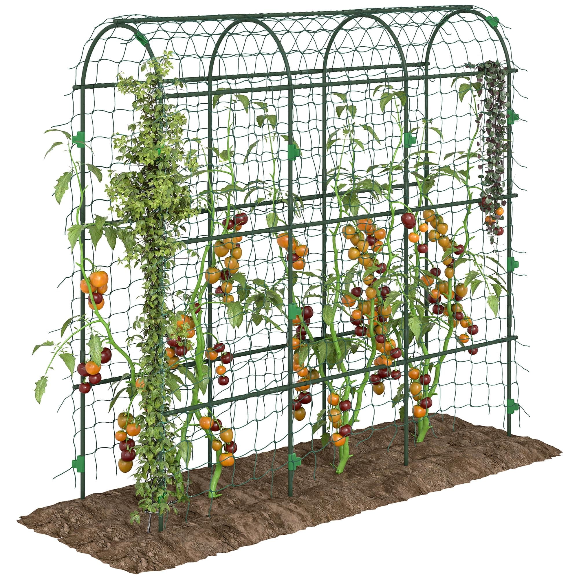Outsunny Rankgitter aus Metall rostfrei Gurken Spalier für Kletterpflanzen Rankhilfe 43 x 182 x 183 cm Pflanzenspalier Garten Spalier für Tomaten, Kletterpflanzen Gemüse Blumen Schwarz