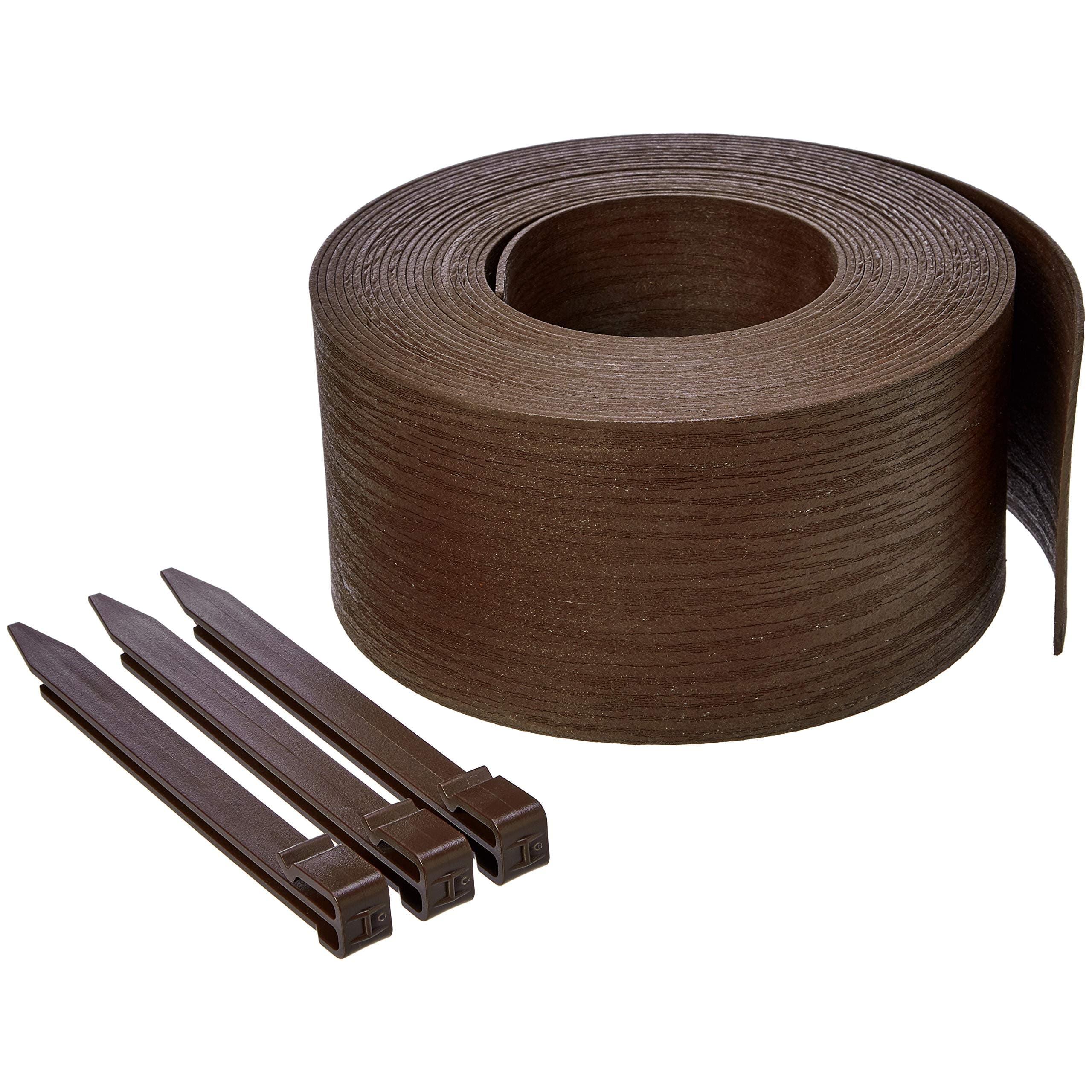 Amazon Basics Bobine de bordure avec 10 piquets, 13 cm/5 pouces x 12 m/40 pieds, brun