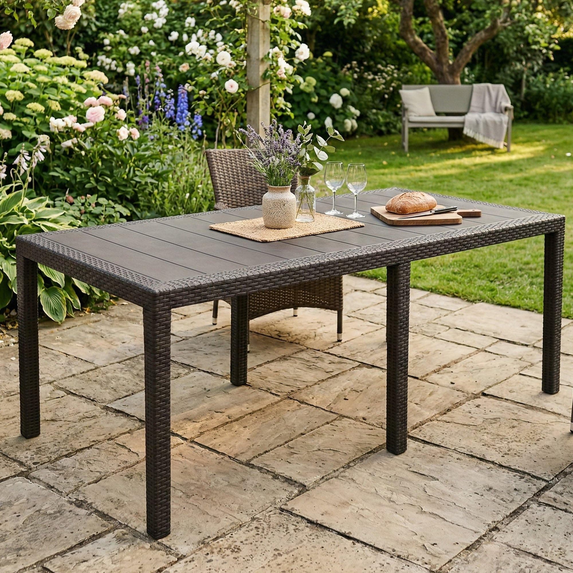 Dmora Table d'extérieur rectangulaire extensible, Made in Italy, couleur anthracite, Dimensions 150 x 72 x 90 cm (extensible jusqu'à 220 cm)