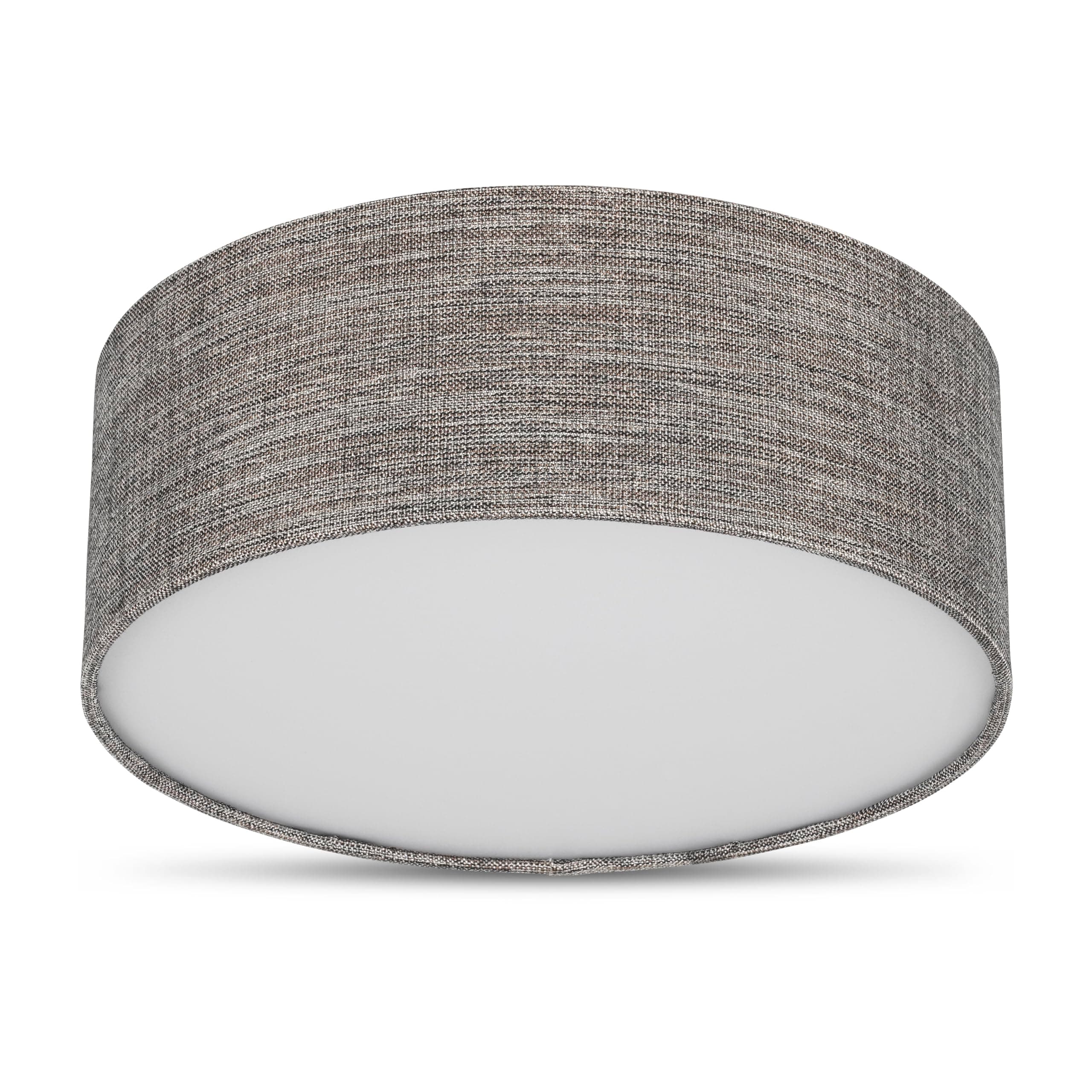 REV Deckenleuchte - Deckenlampe rund 30cm mit Stoff-Lampenschirm im Vintage-Look – ideal für Schlafzimmer & Wohnzimmer, braun-silber