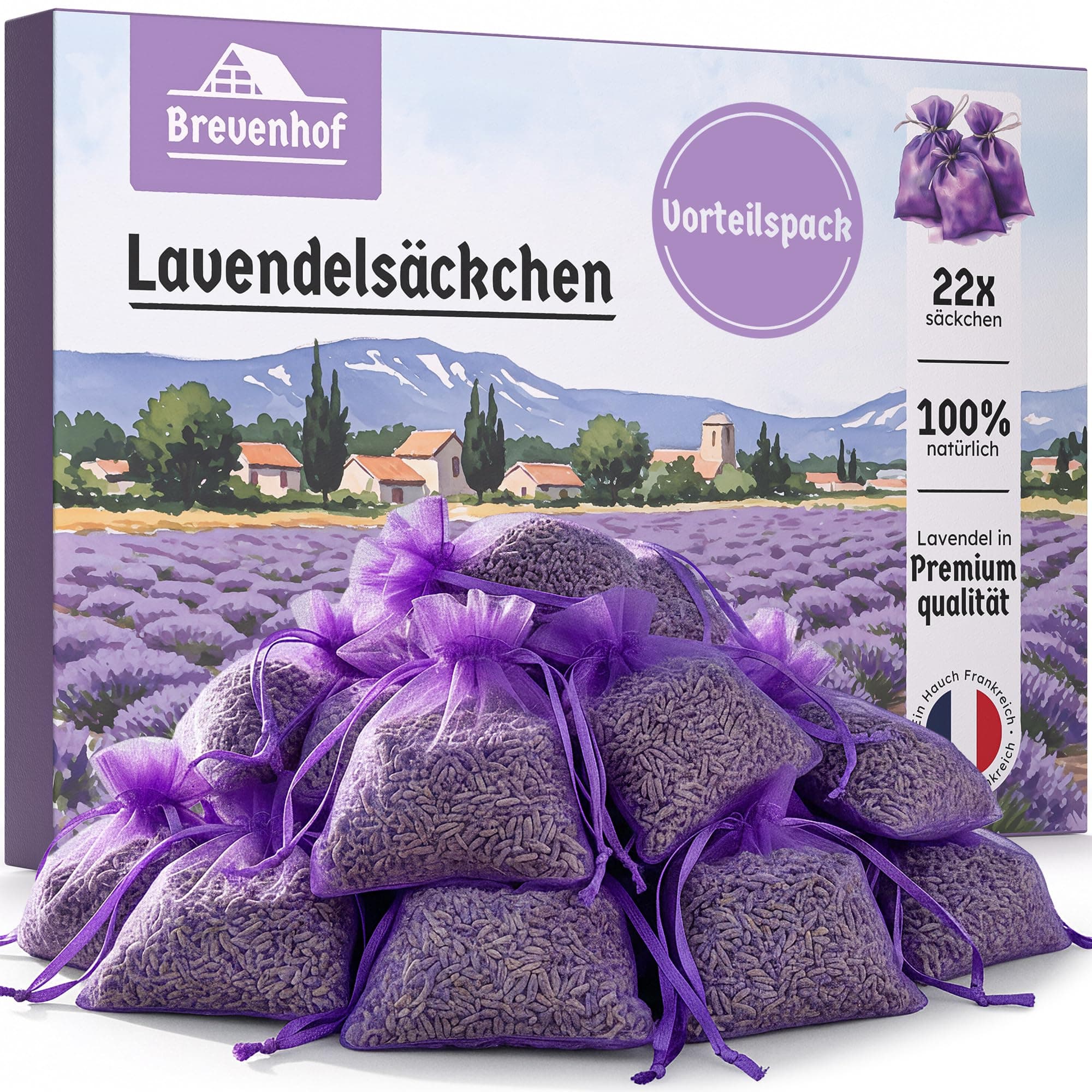 22x Lavendel Duftsäckchen - Mottenschutz für Kleiderschrank bei Kleidermotten* - Echter Lavendel getrocknet 100% natürlich - Lavendelsäckchen für Schrank, Auto, Raum & Wäsche