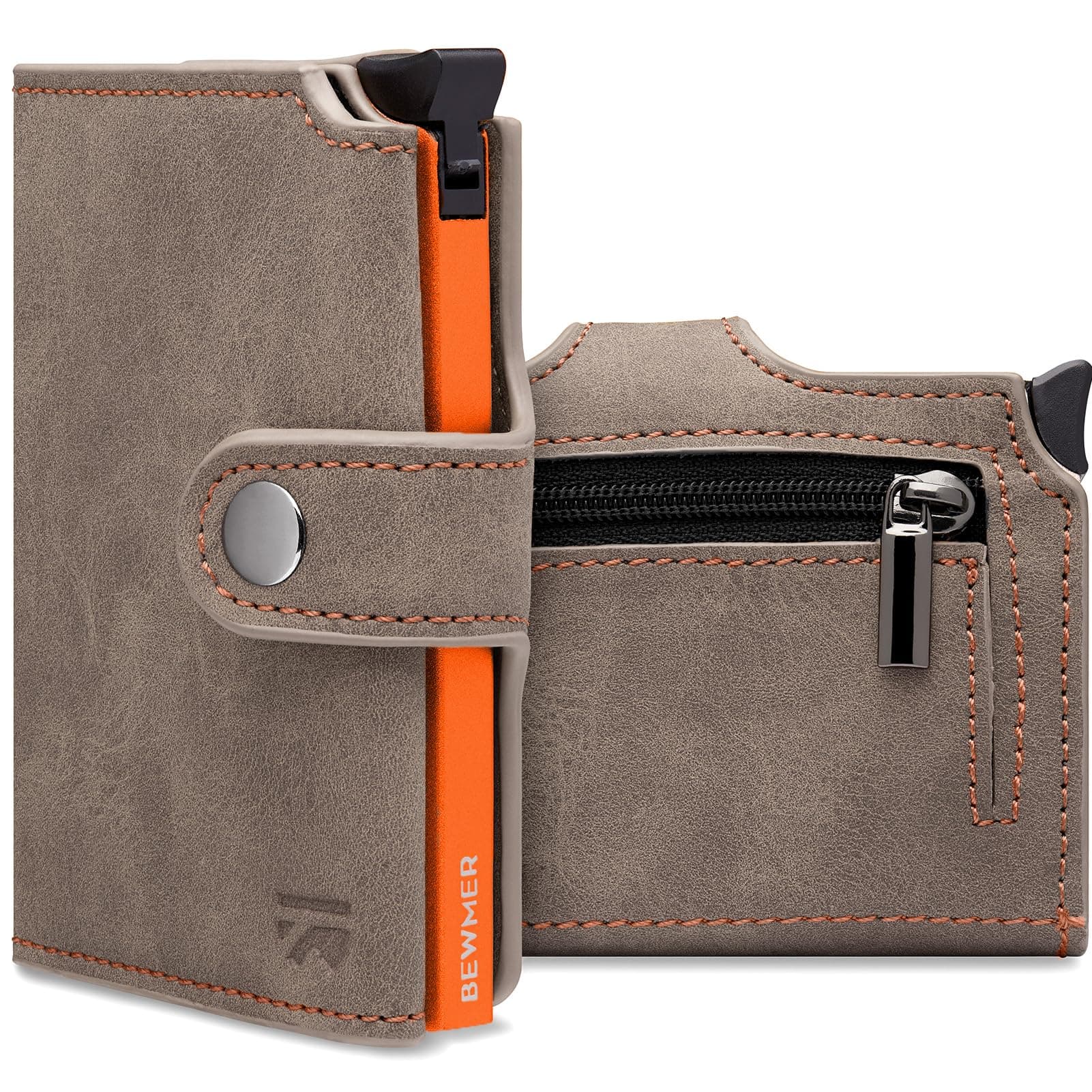 BEWMER v2 Portafoglio Uomo Slim In Similpelle Con Protezione RFID Anticlonazione – Porta Carte Di Credito Uomo E Donna Per 9 Tessere, Con Portamonete