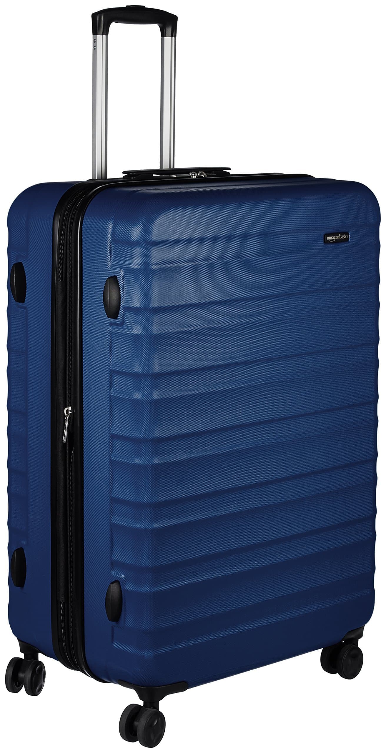 Amazon Basics Valise Rigide Grande - Bagage de Voyage Extensible ABS avec 4 Roulettes Doubles Pivotantes - Résistante aux Rayures et Légère - 78 x 52,6 x 32cm - Bleu Marine