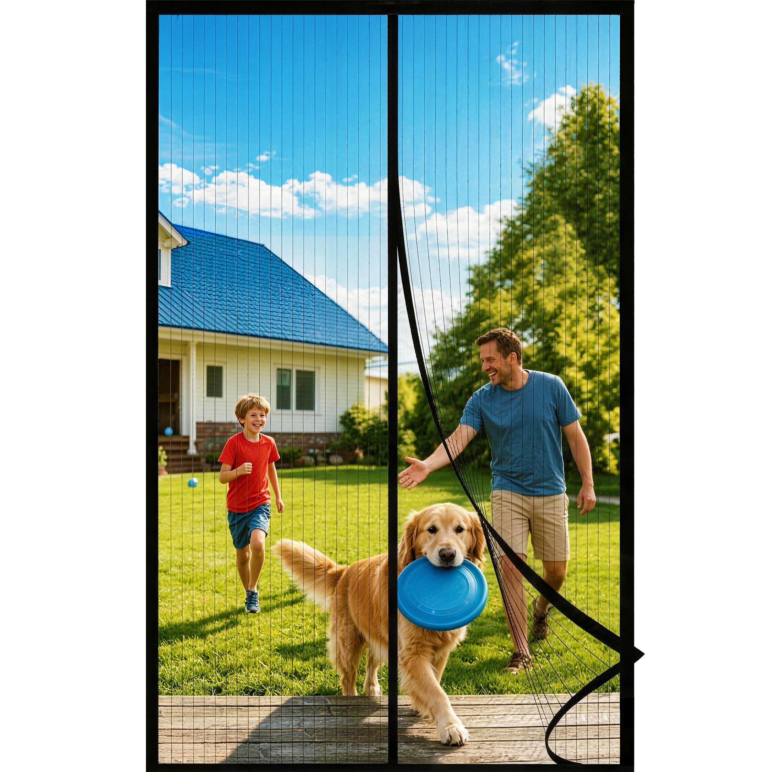 Mosquitera Puerta Magnetica 120x210CM, Cortinas Antimoscas Puerta Exterior con Iman, Cortina Contra Mosquitos con Imanes, Cortinas Antimosquitos para Puertas Exteriores, Fly Curtains for Door(Negro)