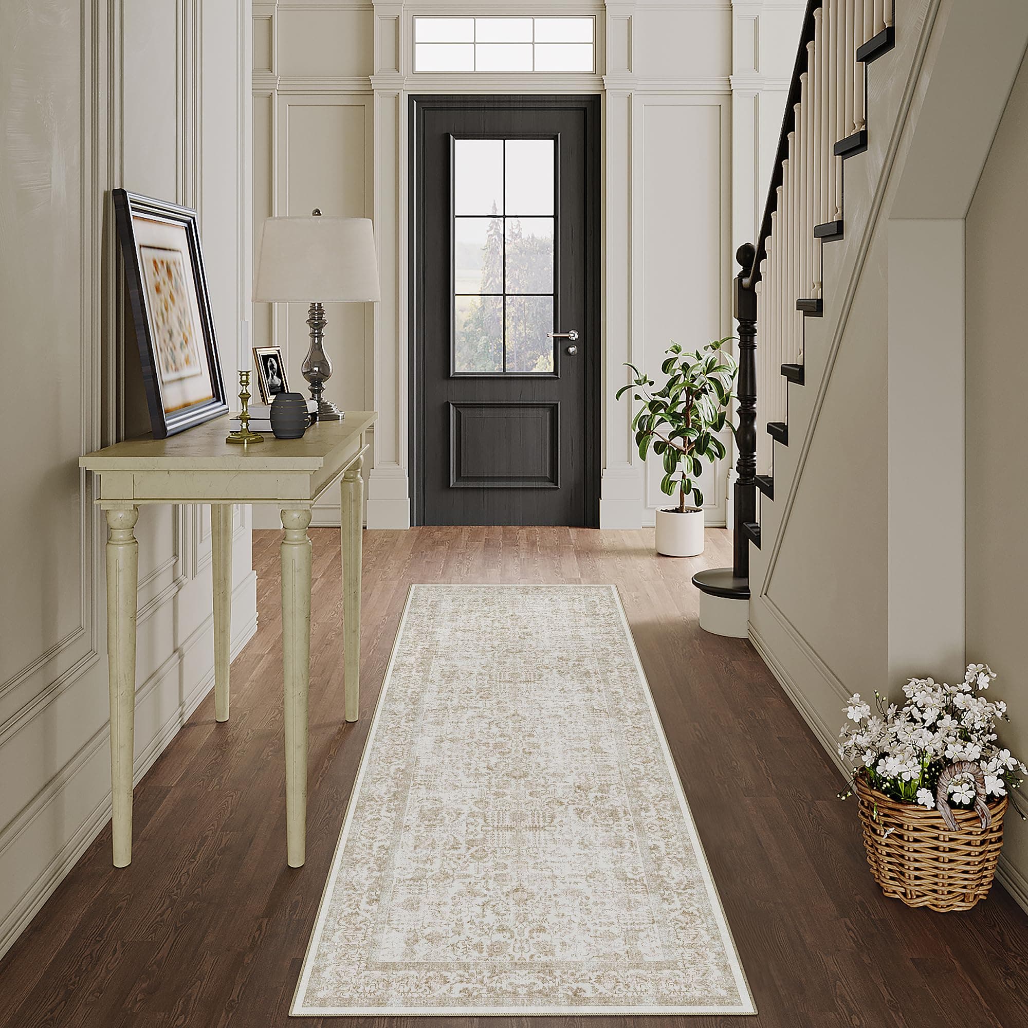 HUGEAR Vintage Passatoia Tappeto Corridoio Marrone Tappeti 60x180cm Cucina Antiscivolo Lavabile in Lavatrice Tapette Camera da Letto Scendiletto Cameretta Ufficio Pelo Corto Lungo Carpet