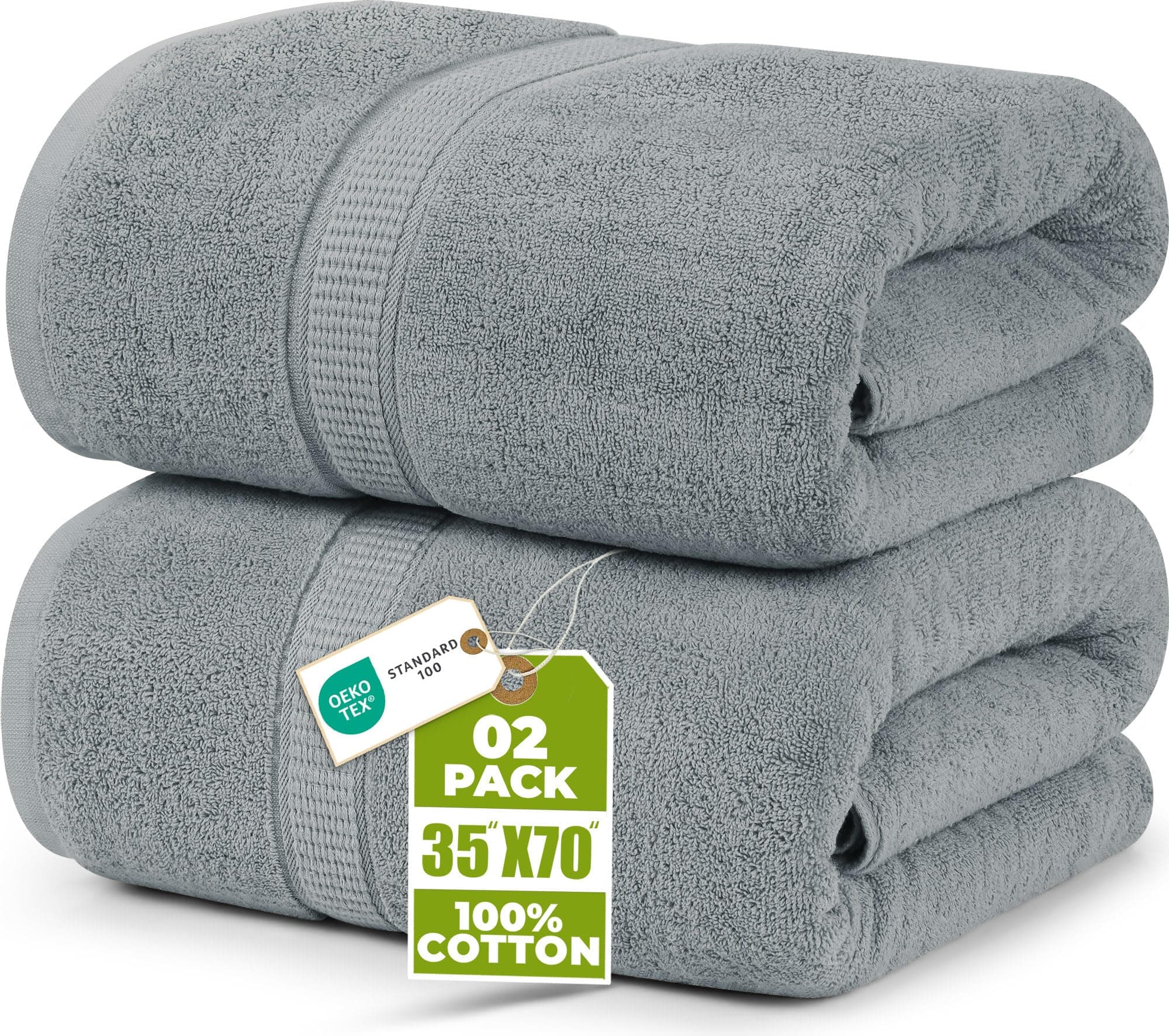 Utopia Towels - Pack de 2 Toallas de Baño Jumbo de Lujo (90 x 180 CM, Negro) - 100% Algodón Ring Spun, Altamente Absorbente, Suave y de Secado Rápido(Gris frío)