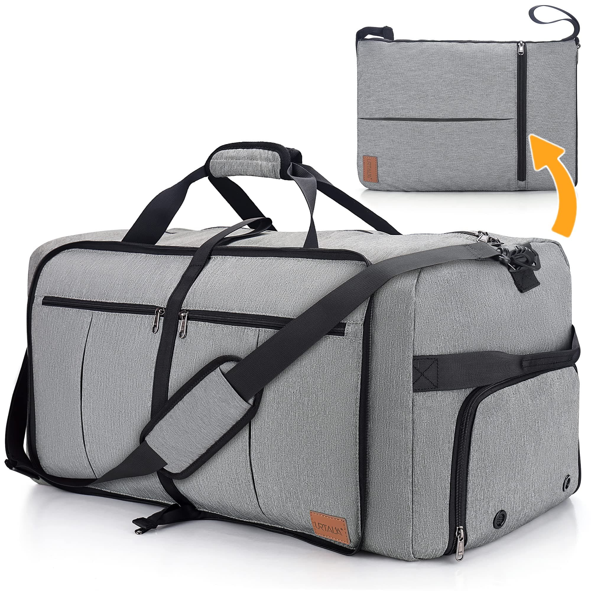 Urtala Sac de Voyage Pliable pour Homme et Femme, 100 L, Grand Sac de Nuit avec Compartiment à Chaussures, Sac de Bagage à Main étanche/Sac de Sport