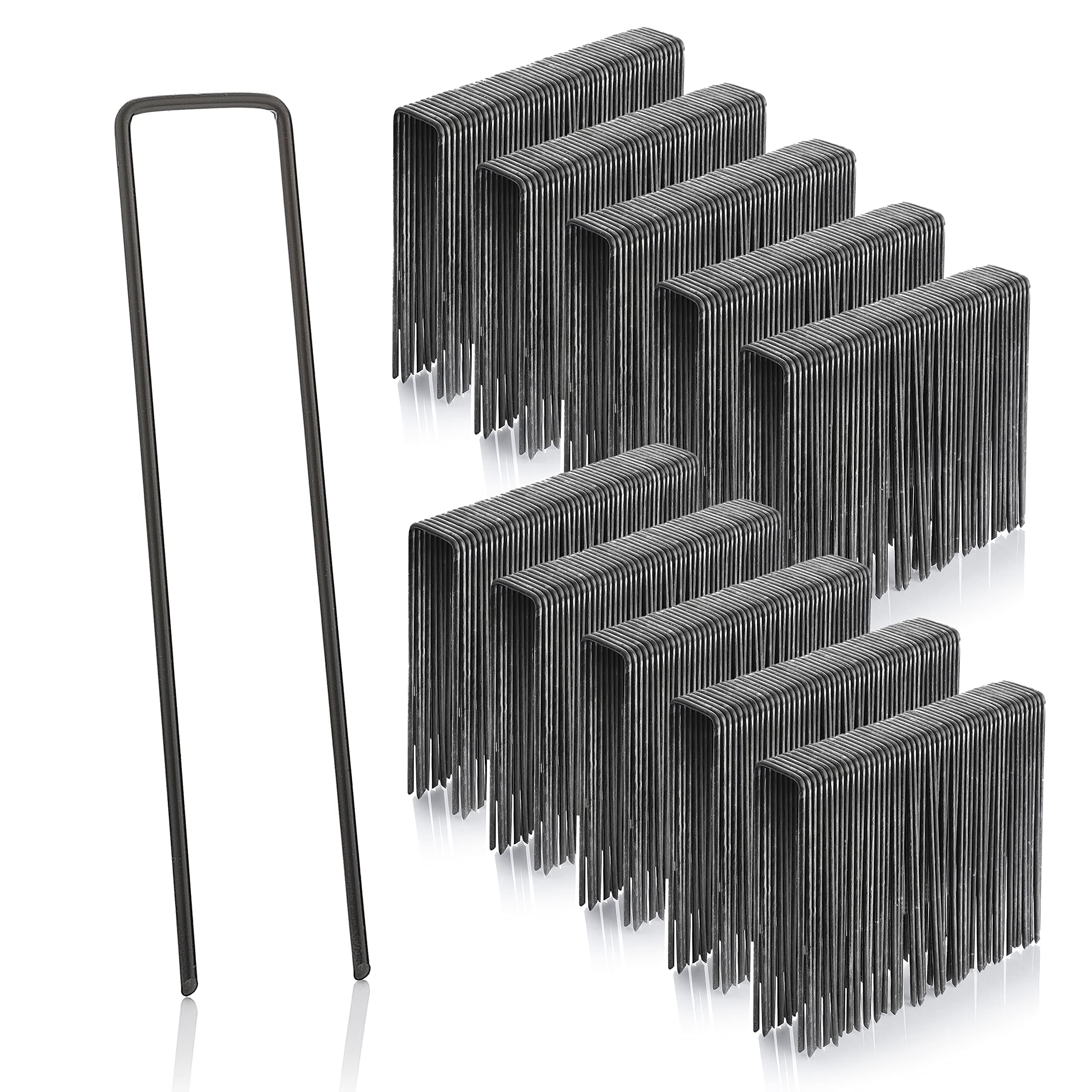 GardenMate Lot de 500 piquets de Fixation de Jardin en Acier en Forme de U - 150 mm, 2,9 mm d’épaisseur