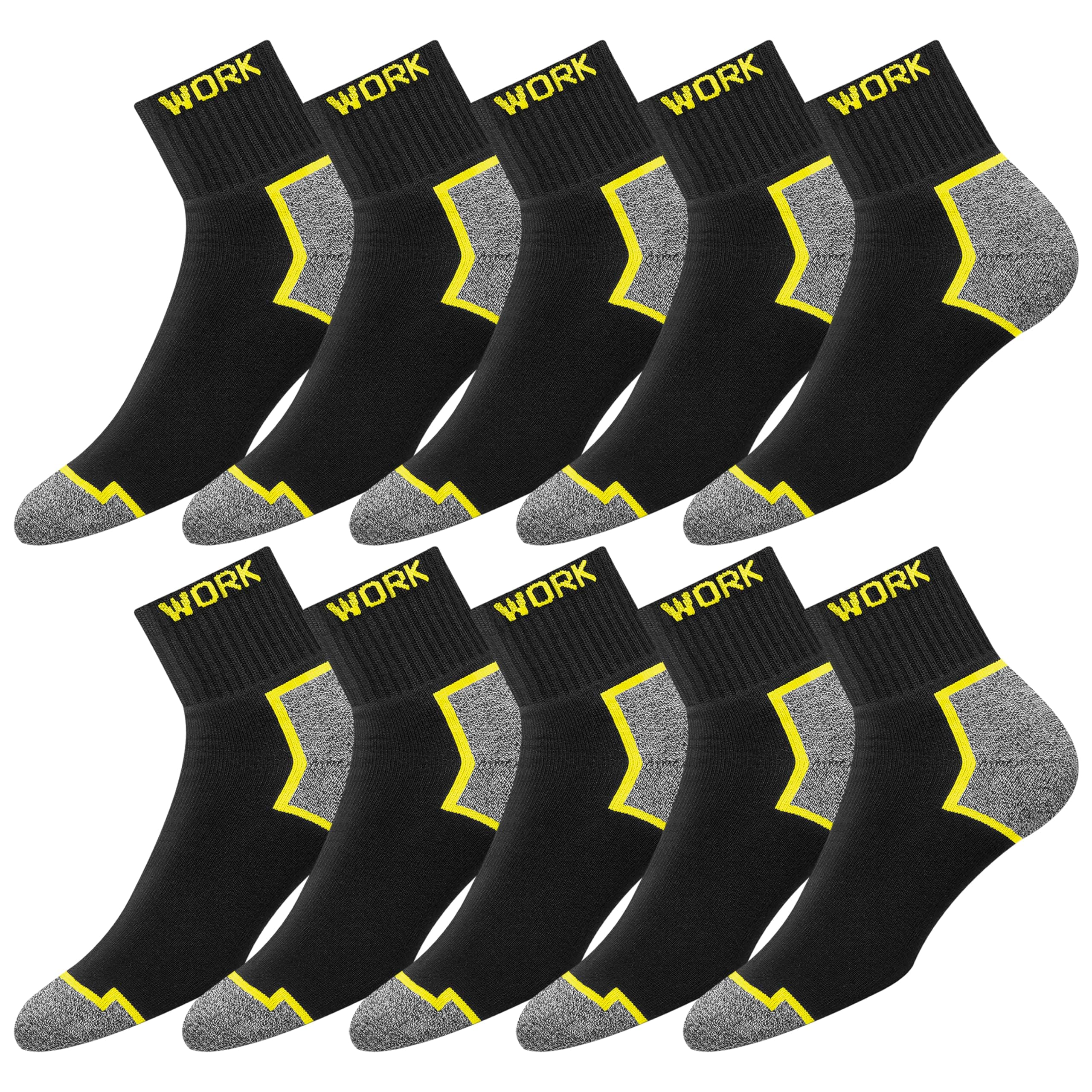 SOXCO 10 paia calze da lavoro uomo rinforzate quarto lunghe calzini corte WORK Socks