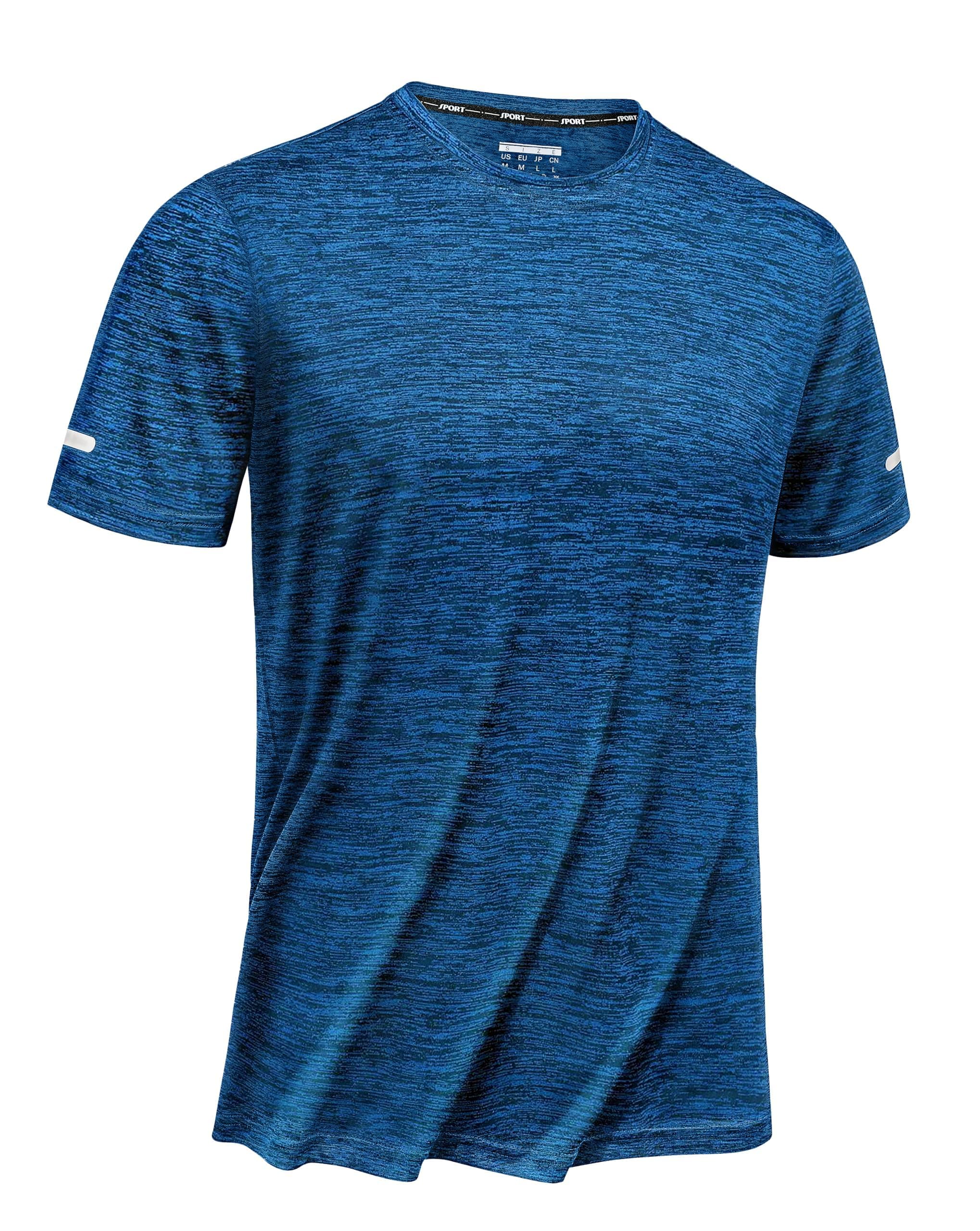TACVASEN Uomo Maglietta Running Asciugatura Rapida Sport T-Shirts con Strisce Riflettenti