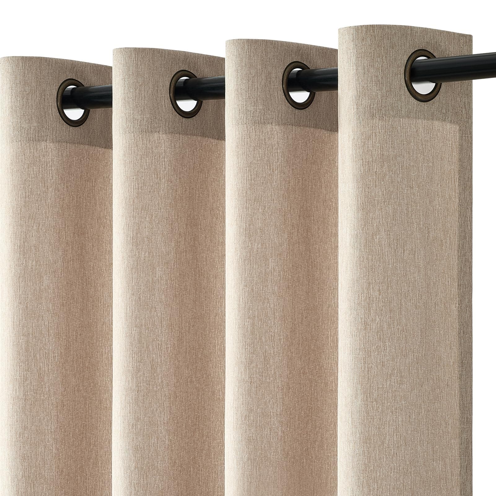 Topfinel Rideau Occultant 140x260cm Faux Rideaux en Lin Filtrer la Lumière avec Oeillets Rideau Voilages Décorative Voile de Fenêtre Draperie Intérieur Elegant Vintage pour Salon Chambre Brun Lin 2 pc