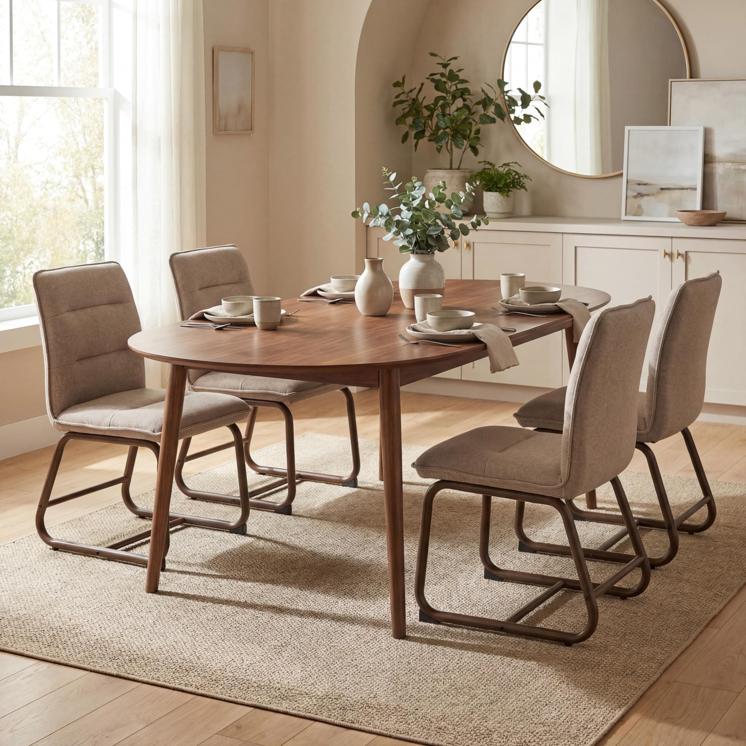 Ya-Home Chaise de Salle à Manger en Lin Lot de 4 Fauteuils Salle à Manger Moderne avec Pieds en Métal Chaises Confortable pour Restaurant/Cuisine/Salon, Kaki