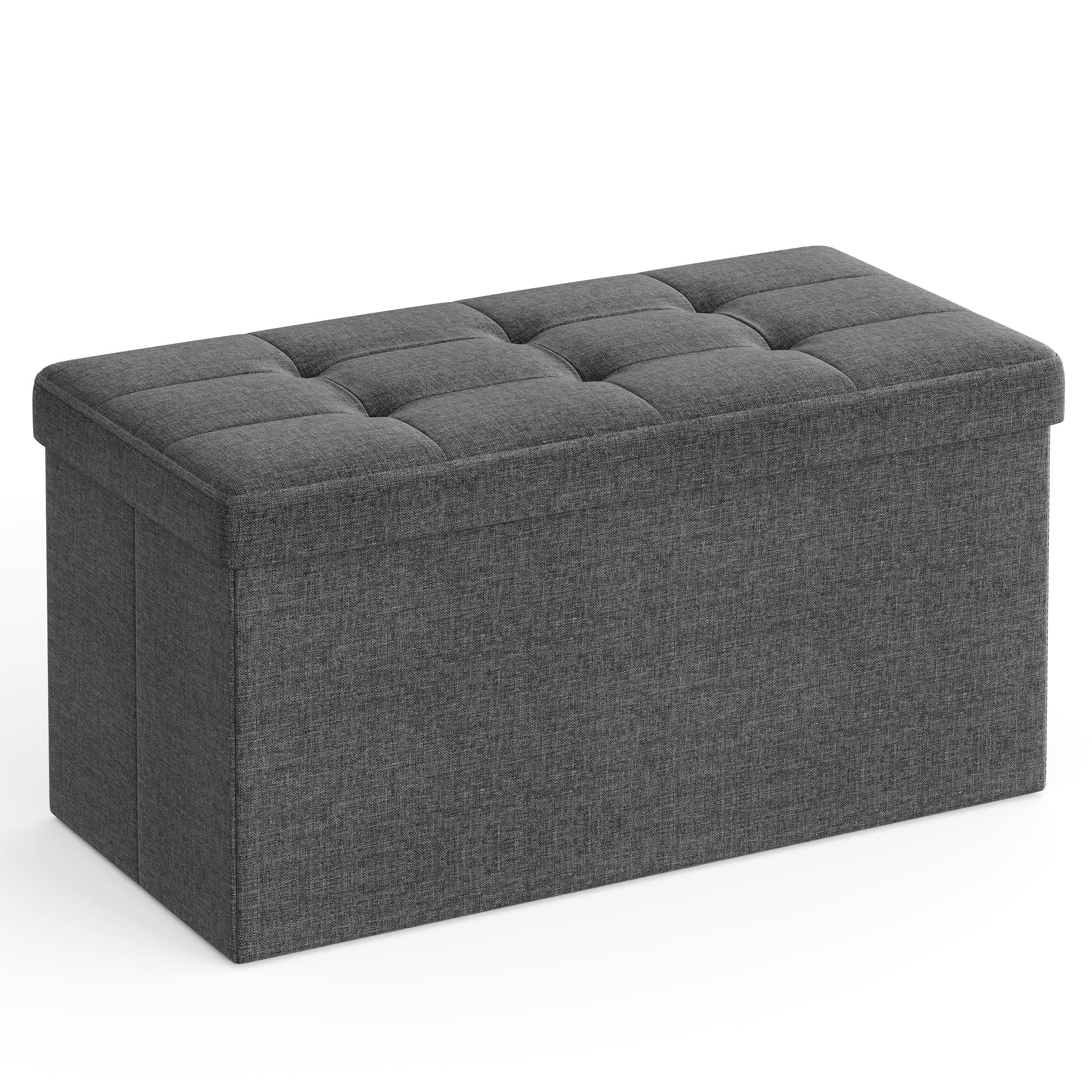 SONGMICS MAZIE Collezione - Cassapanca, Pouf Contenitore da 76 cm, Poggiapiedi Pieghevole, Panca Fondo Letto, Montaggio Facile, per Soggiorno, Camera da Letto, Entrata, Grigio Scuro LSF47K