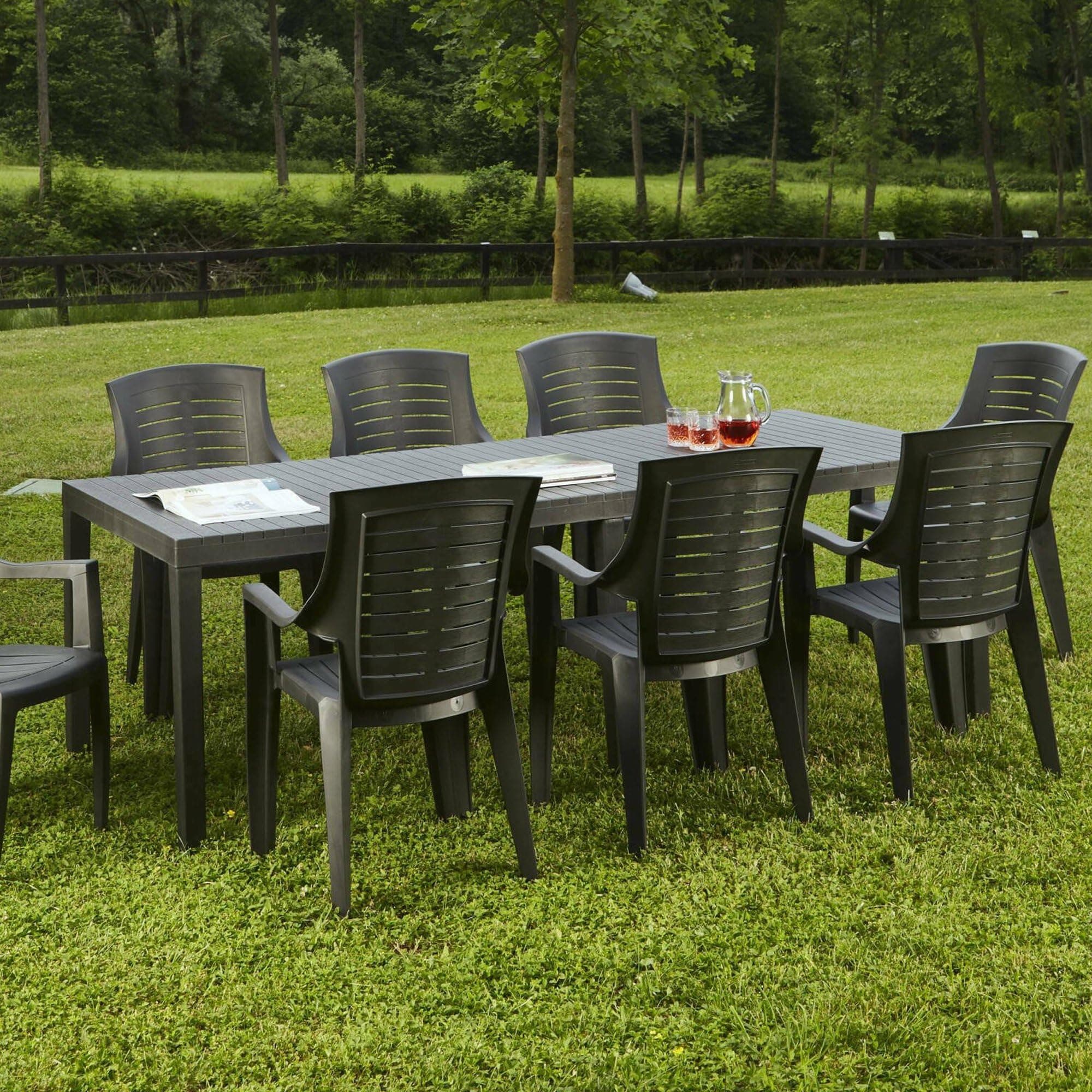 Dmora - Table d'extérieur Susa, Etagère à manger rectangulaire extensible, Table de jardin extensible, 100% Made in Italy, 150x90h72 cm, Anthracite
