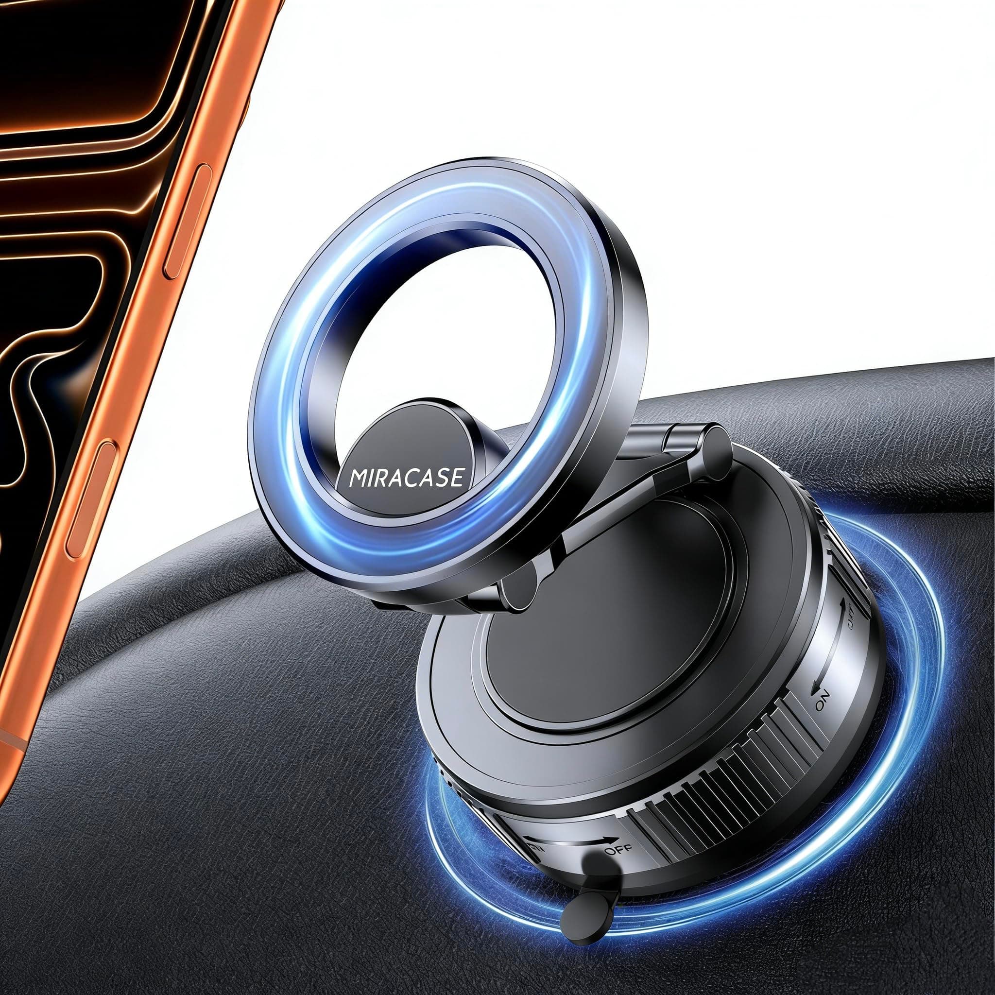 Miracase Support Telephone Voiture pour Magsafe [Succion Ultra Puissante] 2026 Aimant Telephone Voiture 360°Rotation pour iPhone 17 16 15 14 13 12 Pro Max, Autres Smartphones