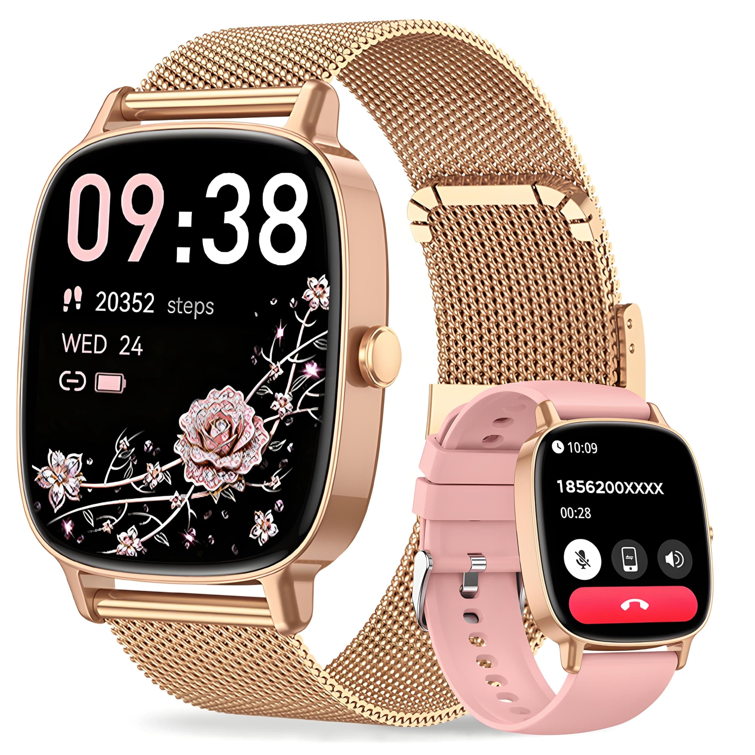 coioc Smartwatch Donna,Risposta/Effettuazione Chiamate,Schermo Ultra Nitido1.85'' HD,Fitness Tracker Frequenza Cardiaca/Sonno/SpO2,Compatibile IOS/Android,120+Modalità Sportive,IP68,2 inturini