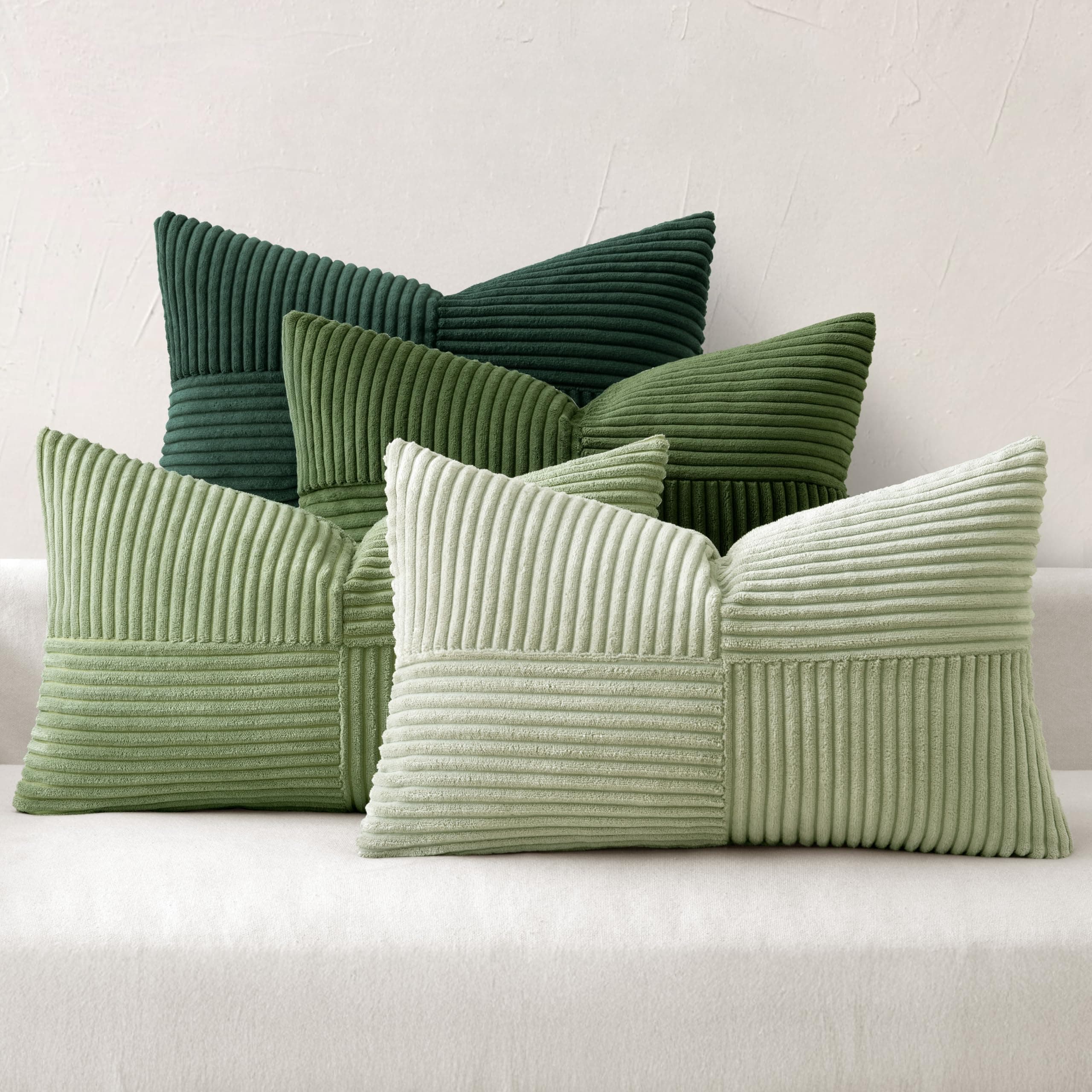 MIULEE 4er Set Kissenbezug 40x60 cm Kordsamt Sofakissen Patchwork Grün Serie Dekokissenhülle Zierkissenbezüge Rechteckig Zierkissen für Sofa Wohnzimmer Schlafzimmer