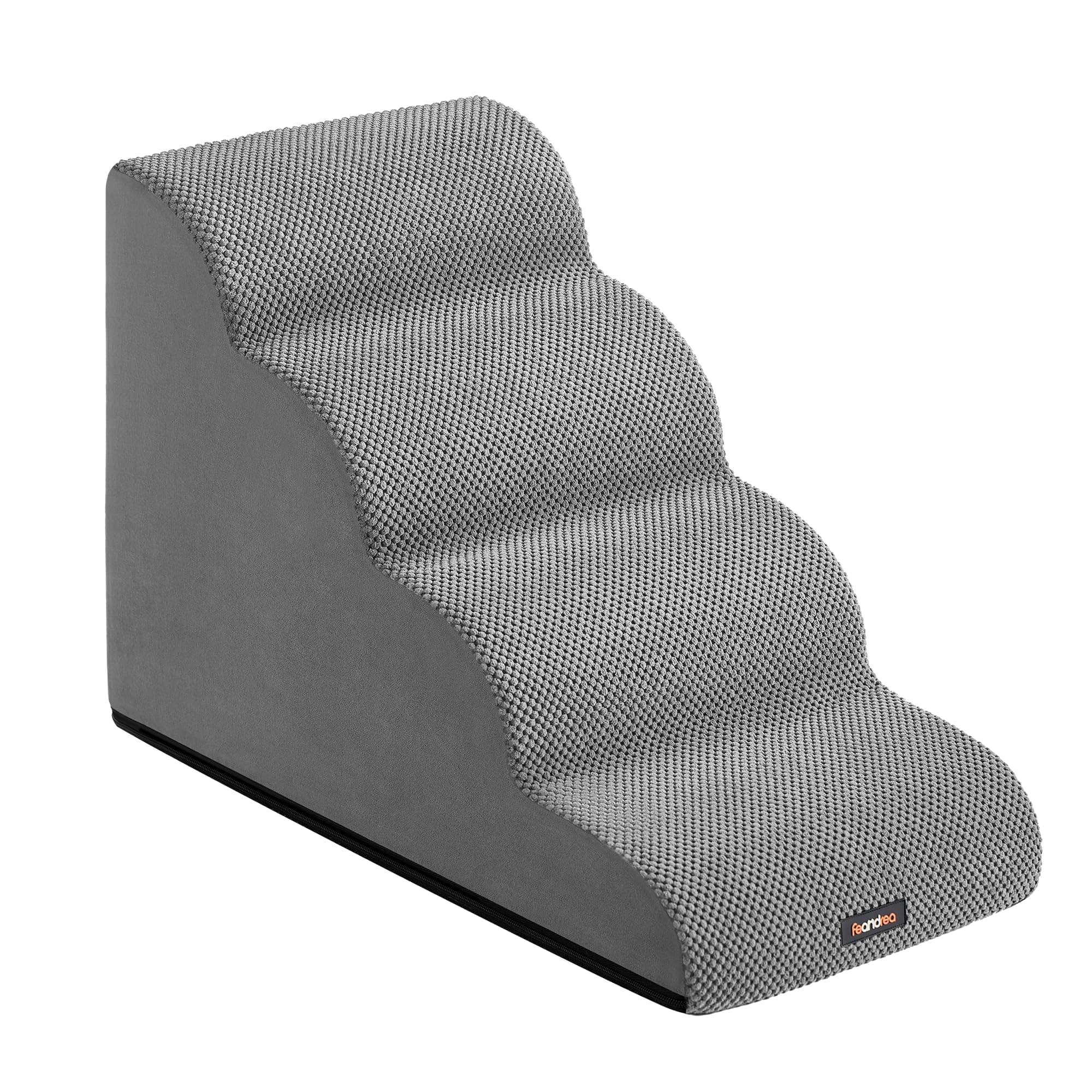 Feandrea Scala a 4 Gradini per Cani, Velluto Goffrato, Pendenza per Letto, Divano, Scaletta per Animali Impermeabile e Antiscivolo, Copertura Sfoderabile e Lavabile, Grigio Tortora PPS014GD01