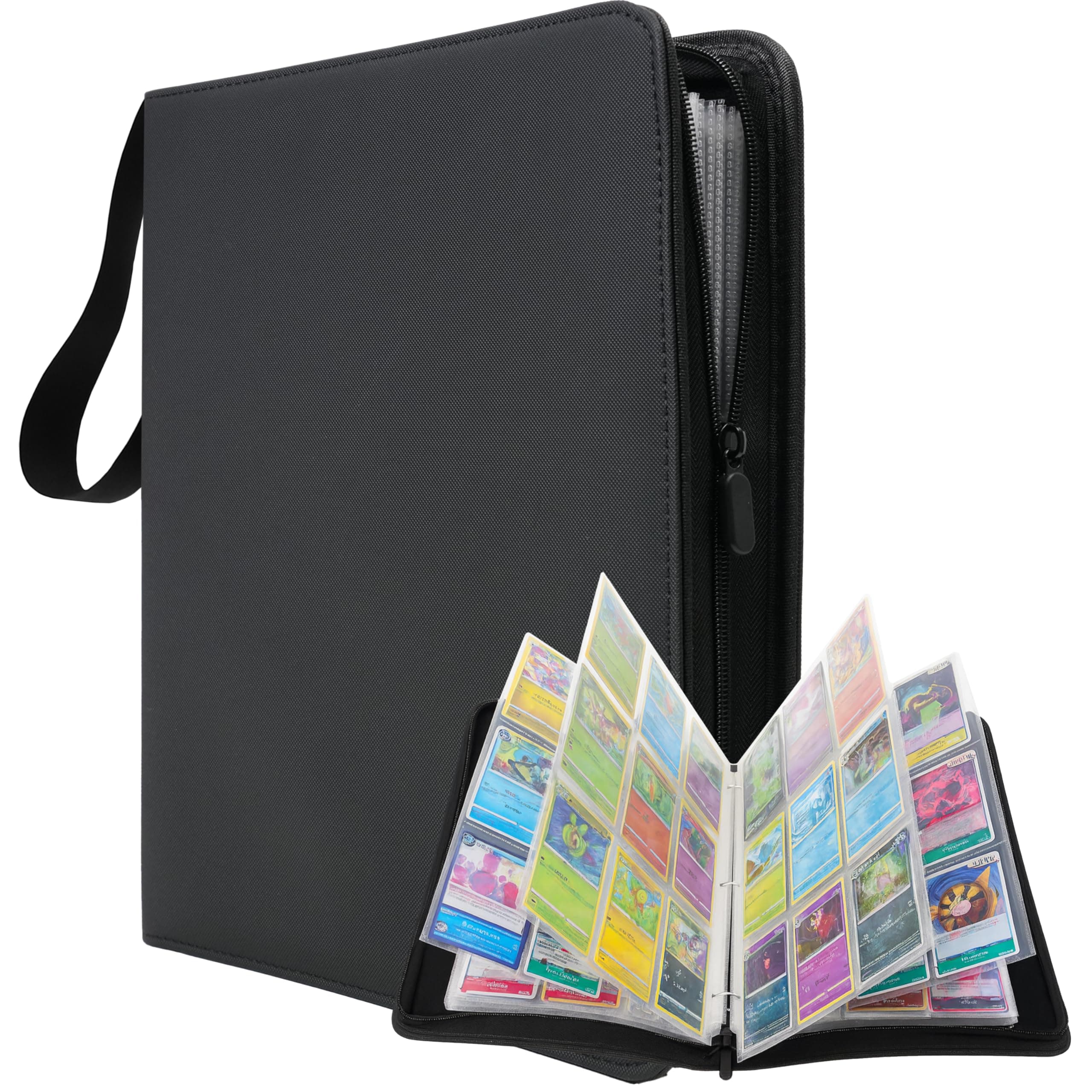 DISTOCK Raccoglitore Carte Pokemon 9 Tasche con Cerniera - 50 Fogli per 900 Carte – Album Pokemon Grande in Pelle Impermeabile