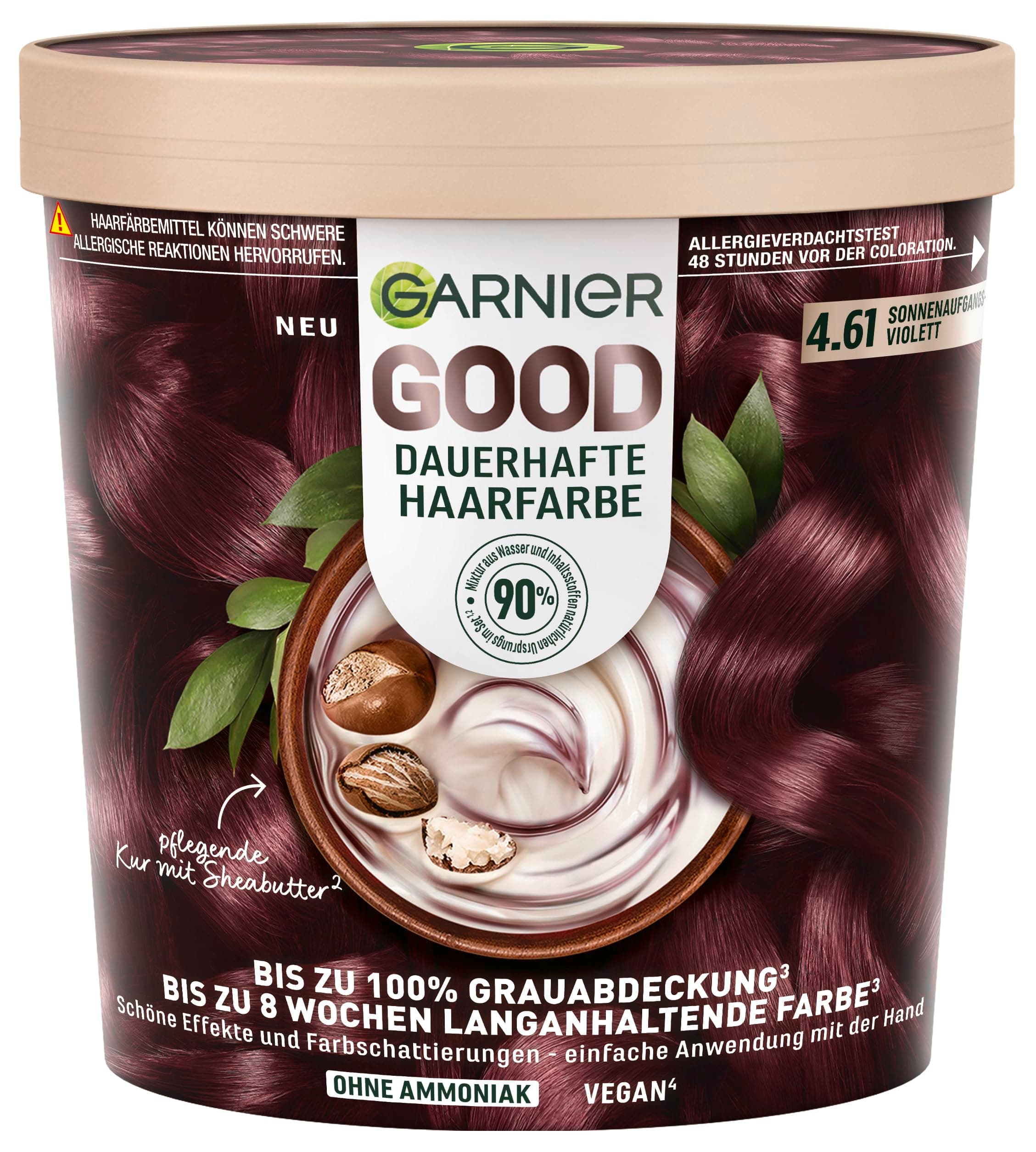 Garnier GOOD Dauerhafte Haarfarbe 4.61 Sonnenaufgangs-Violett – Coloration ohne Ammoniak, bis zu 100% Grauabdeckung, 1 Stk.