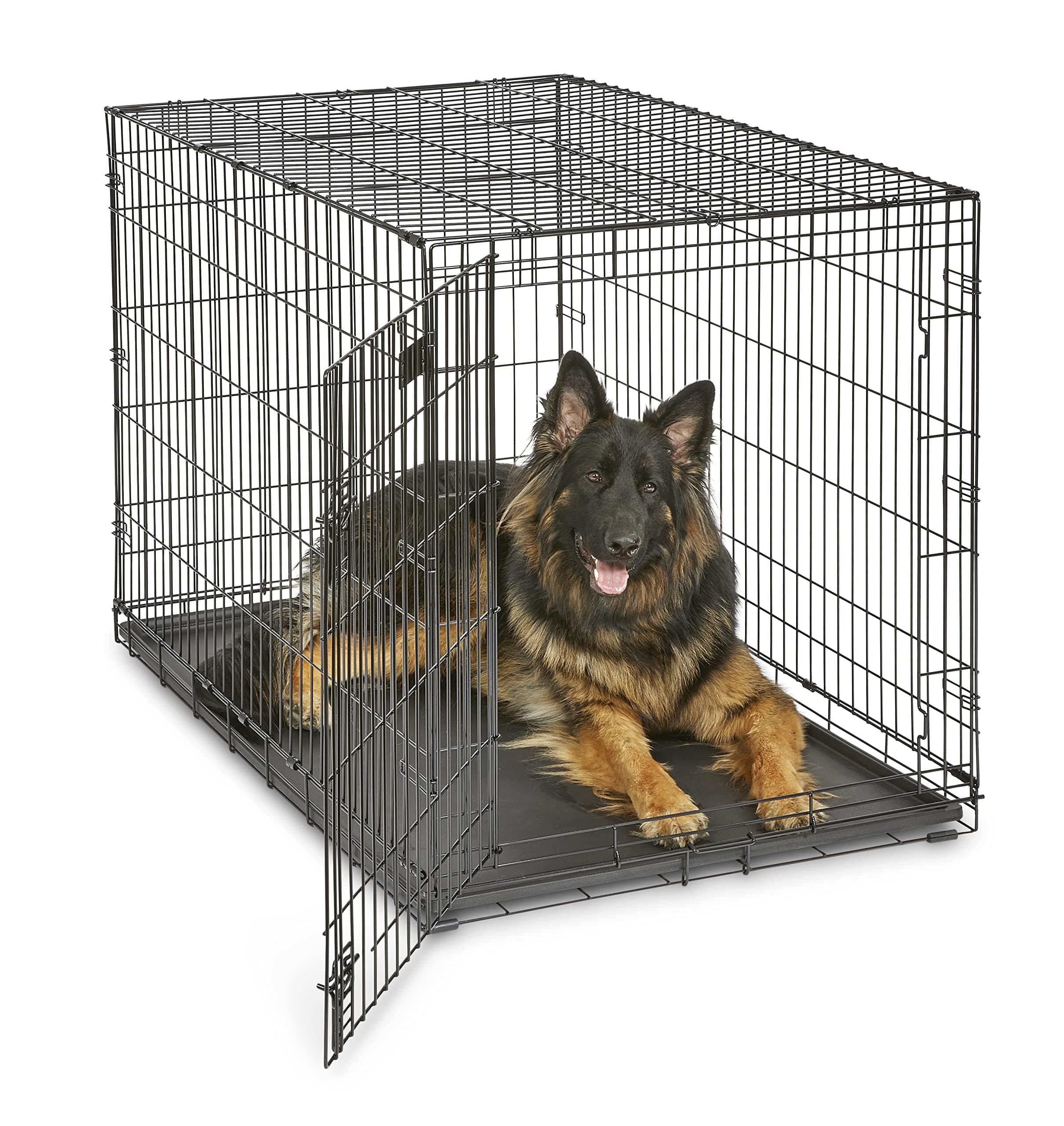 MidWest Homes for Pets - Jaula iCrate plegable de 122 cm para perros XL, una sola puerta, panel divisor, bandeja a prueba de fugas y cierres seguros, de alambre de metal, portátil y fácil de montar