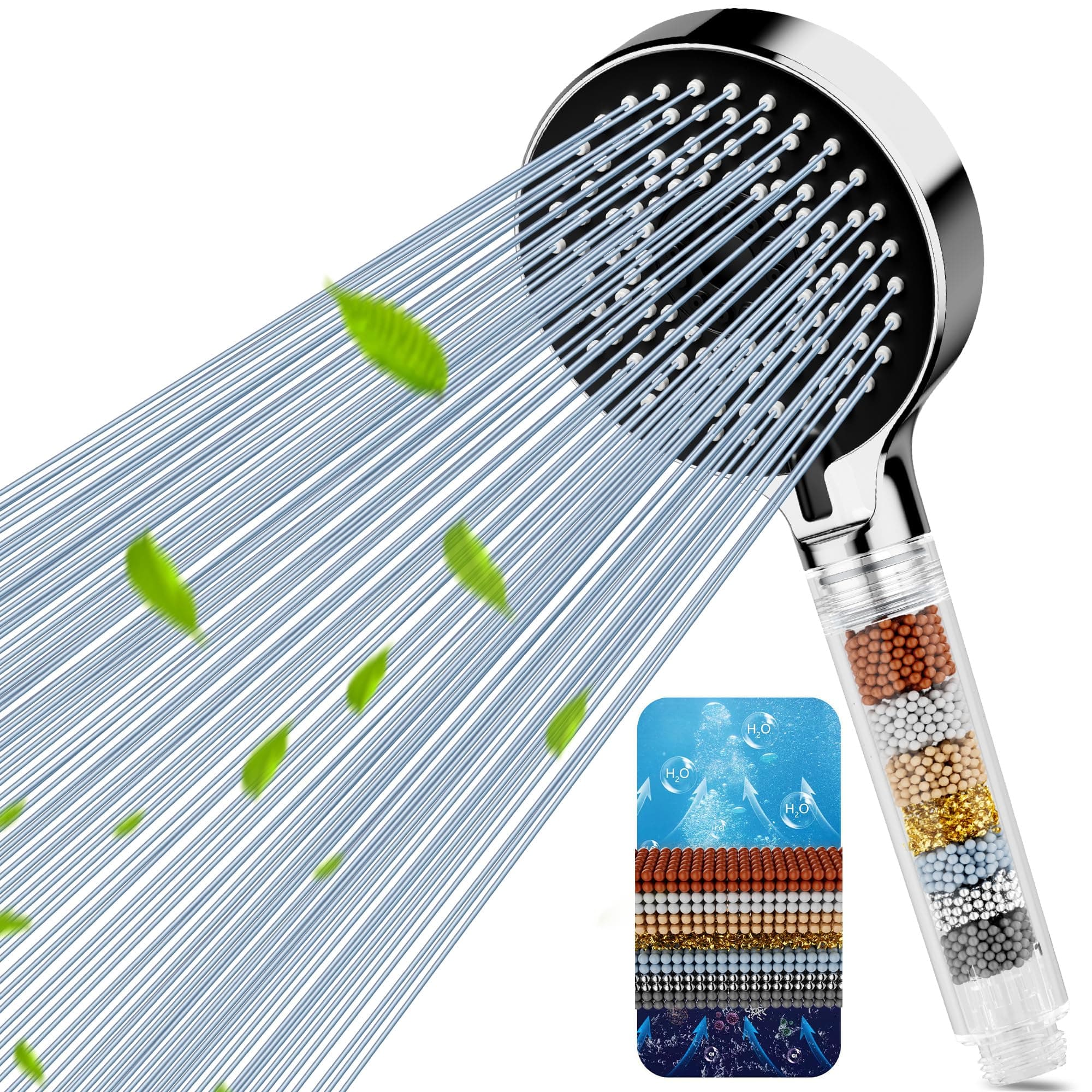 dothnix Pommeau de Douche Anti-Calcaire Multi-niveaux, 5 Modes Pommeau de Douche Filtrant Haute Pression, Universal pour Eau Dure Idéal pour Éliminer le Chlore Résiduel