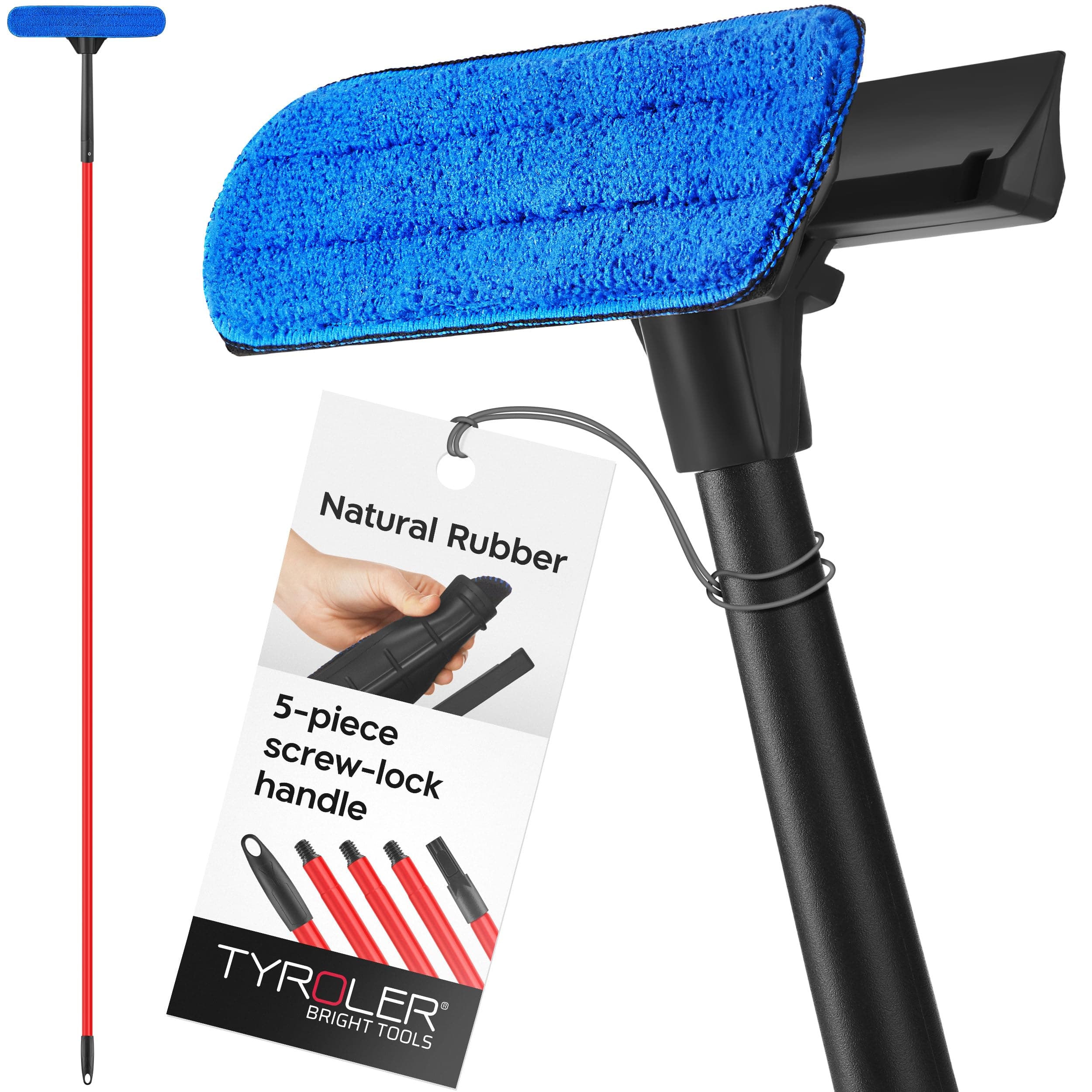Tyroler Raclette Vitre Professionnel Nettoyage Vitre | 30 à 205cm Lave Vitre Manche Télescopique Nettoyant Vitre | Kit Nettoyage Vitre 2 en 1 | Perche Télescopique Nettoyage Parfaite