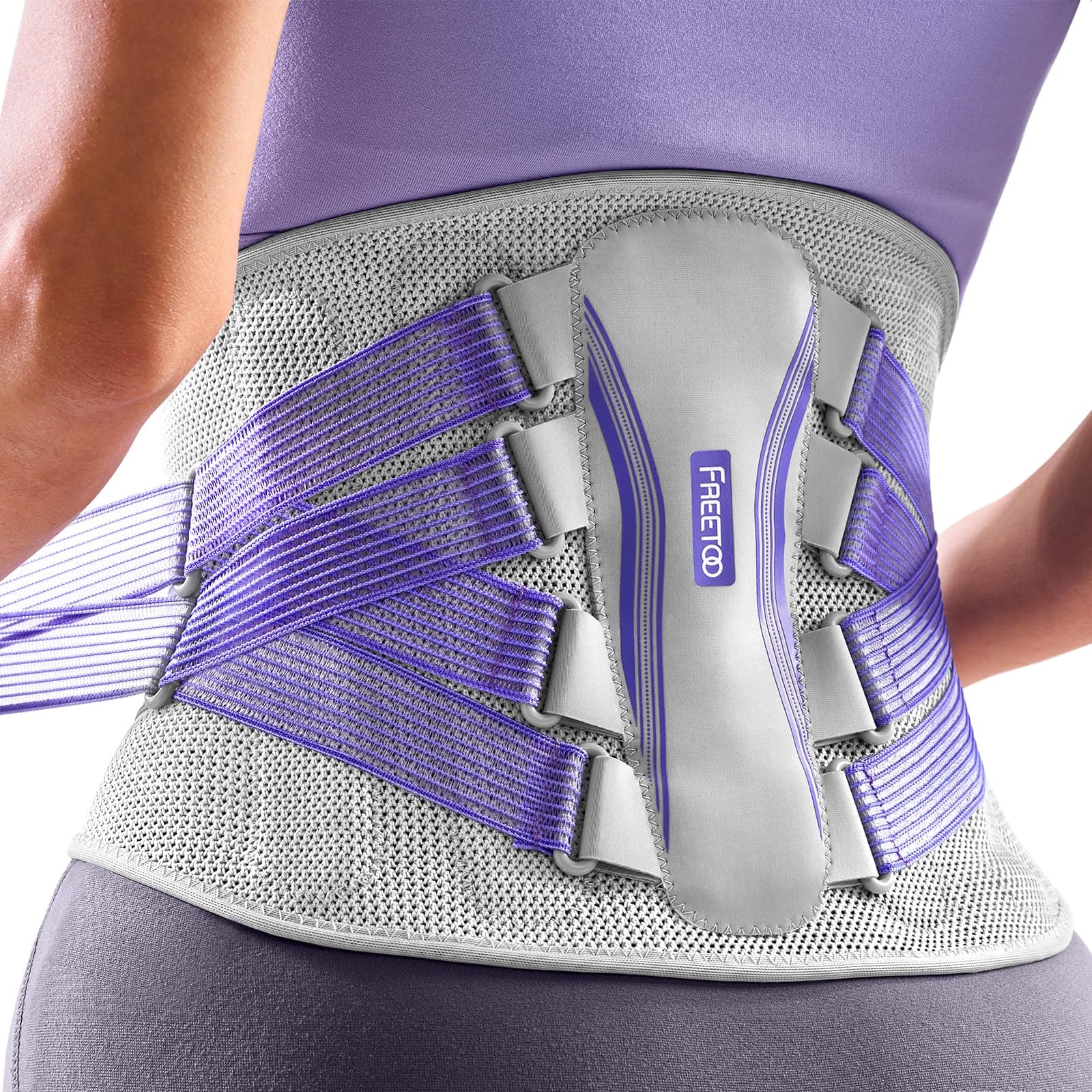 FREETOO Fascia Lombare Ortopedica Donna, Traspirante Fascia Elastica Lombare con Strappo per Lavoro Running Palestra, Regolabile Fascia Schiena Lombare per Mal di schiena, Lombalgia, Sciatica