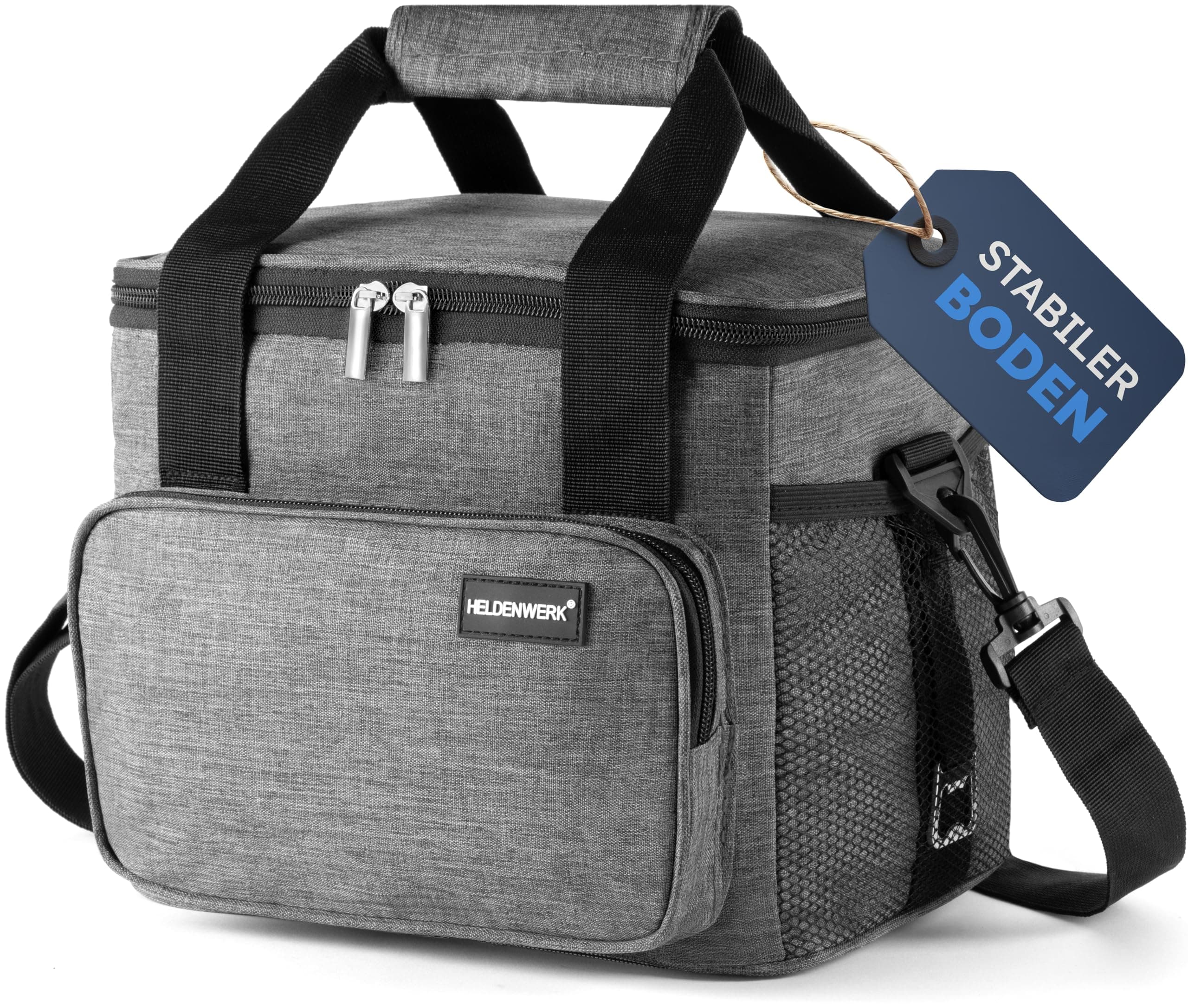 HELDENWERK® Kühltasche klein faltbar – 12h Kühlleistung – Thermotasche auslaufsicher & wasserdicht – Kühlbox, Picknicktasche, Lunchtasche, Isoliertasche mit 5 Fächern & verstärktem Boden