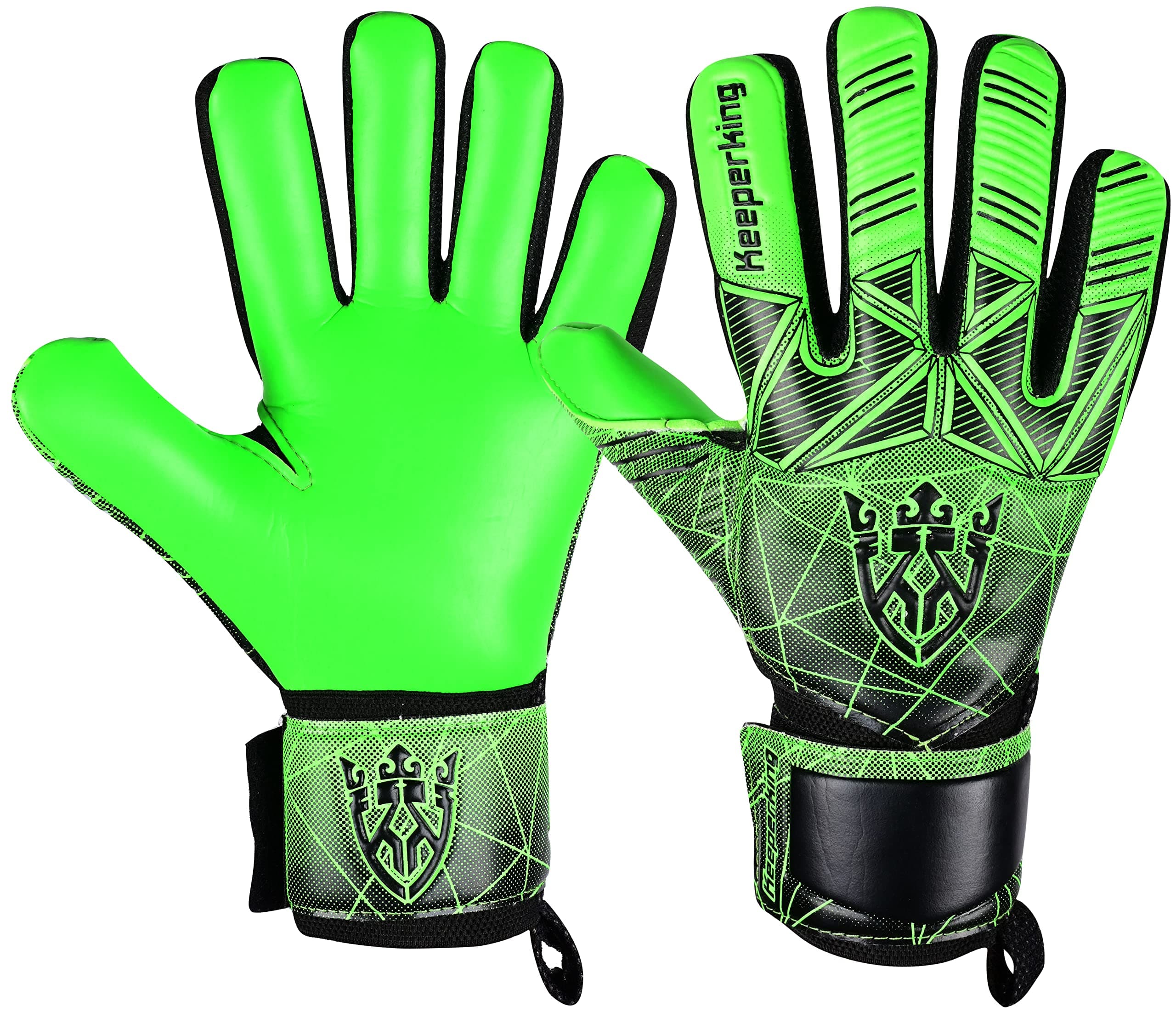 Keeperking - Guanti da portiere per adulti, bambini e adolescenti, con e senza protezione per le dita rimovibile, da 4 mm, unisex,