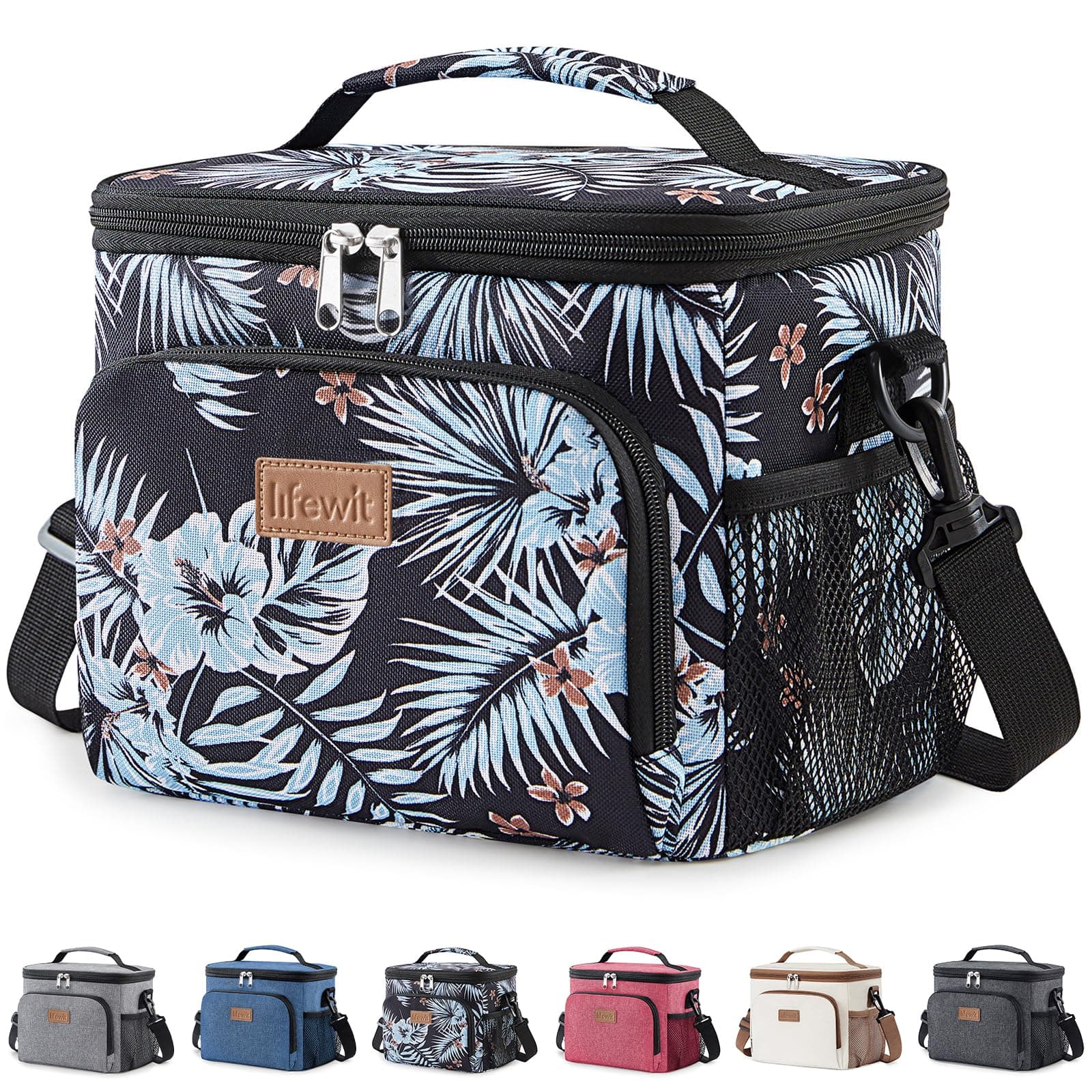 Lifewit Borsa Termica Porta Pranzo, Borse Frigo Piccola Pranzo Ufficio per Uomo e Donna, Impermeabile Lunch Bag con Tracolla, Frigoriferi da Campeggio per Lavoro, Mare, Viaggio, Floreale, 9L