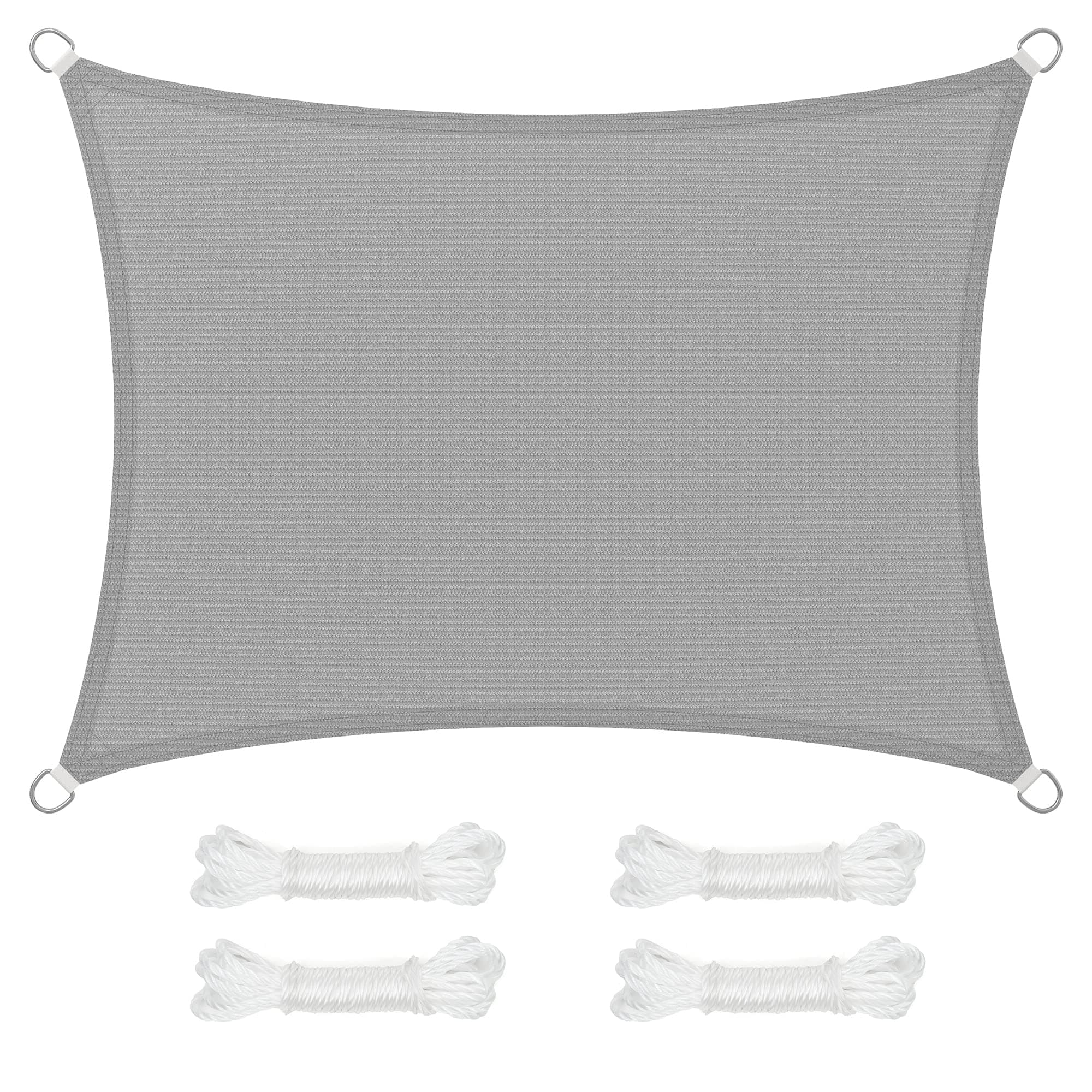 SONGMICS Vela de Sombra de 3 x 4 m, Tejido HDPE de Protección Solar, Transpirable, Permeable al Agua, Terraza, Jardín, Balcón, Camping, Rectangular, Cóncava, Cuerdas de 2 m, Gris Claro GSS34QY