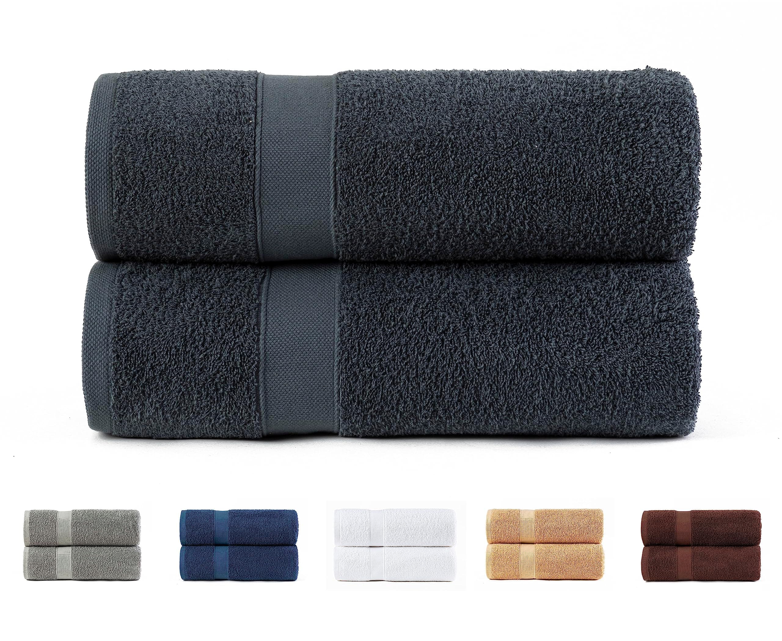 Todocama Lot de 2 Grandes Serviettes de Bain 100% Coton 550 g/m² Extra Douces, très absorbantes et à séchage Rapide. Dimensions : 100 x 150 cm, Couleur Gris foncé.