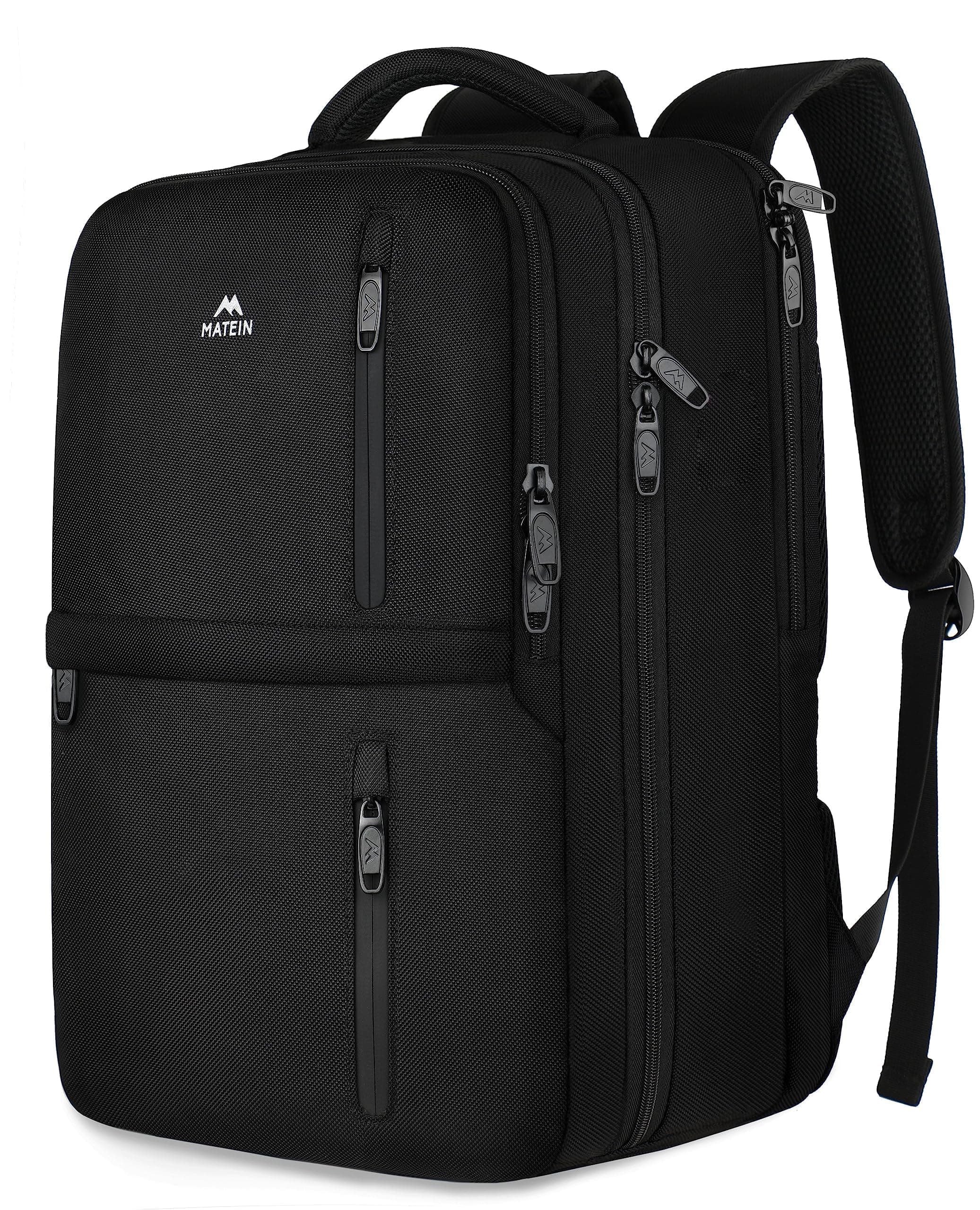 MATEIN Sac a Dos Voyage Cabine Avion 55x40x20cm, 44L Grand Bagage Ordinateur 18,4 Pouces Interface, Sac à Dos Voyage Affaires Randonnée Unisexe Adapté Lufthansa/AirFrance, Noir