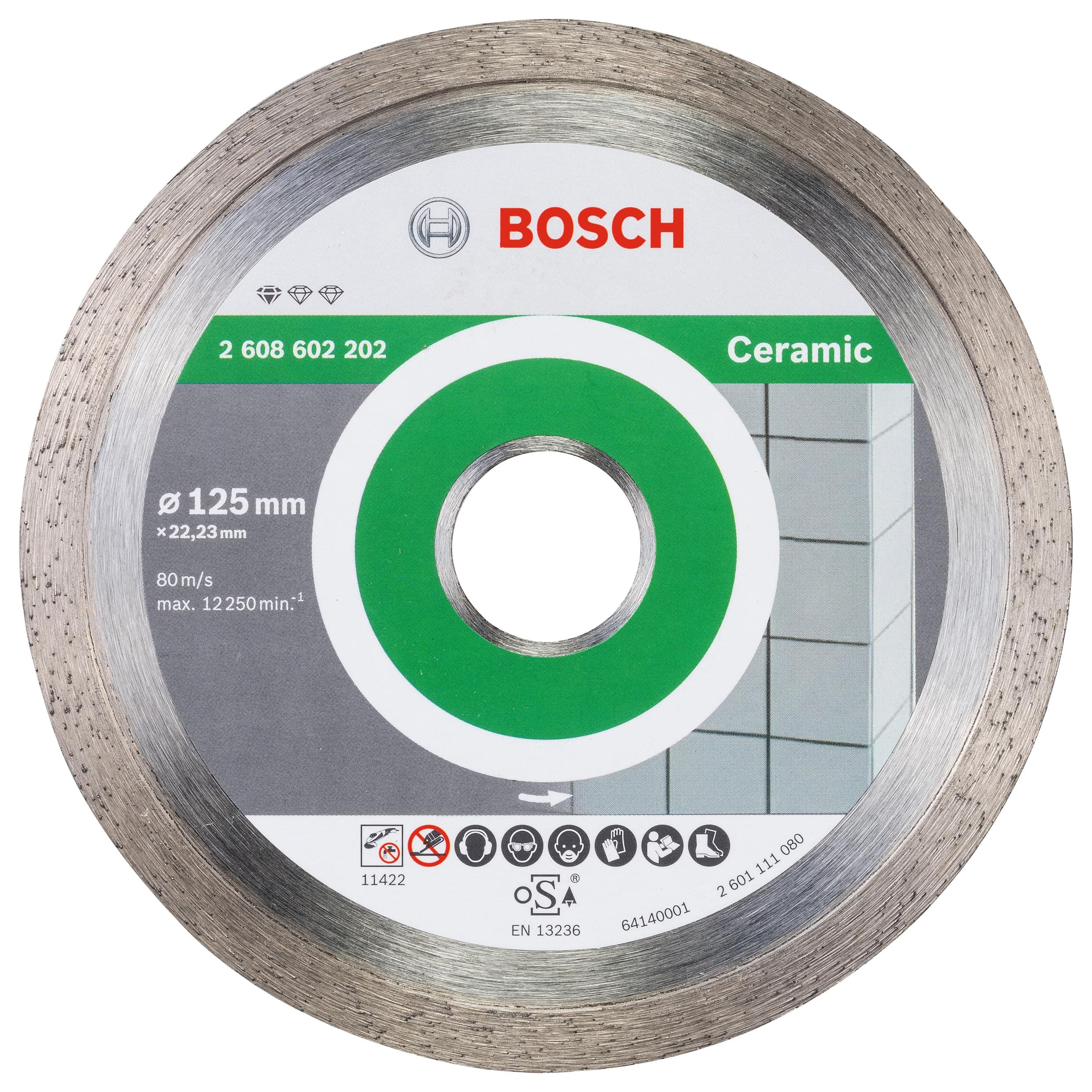 Bosch Professional 1x Diamanttrennscheibe Standard for Ceramic (für Stein, Keramik, Fliesen, Marmor, Ø 125 x 22,23 x 1,6 x 7 mm, Zubehör für Winkelschleifer)