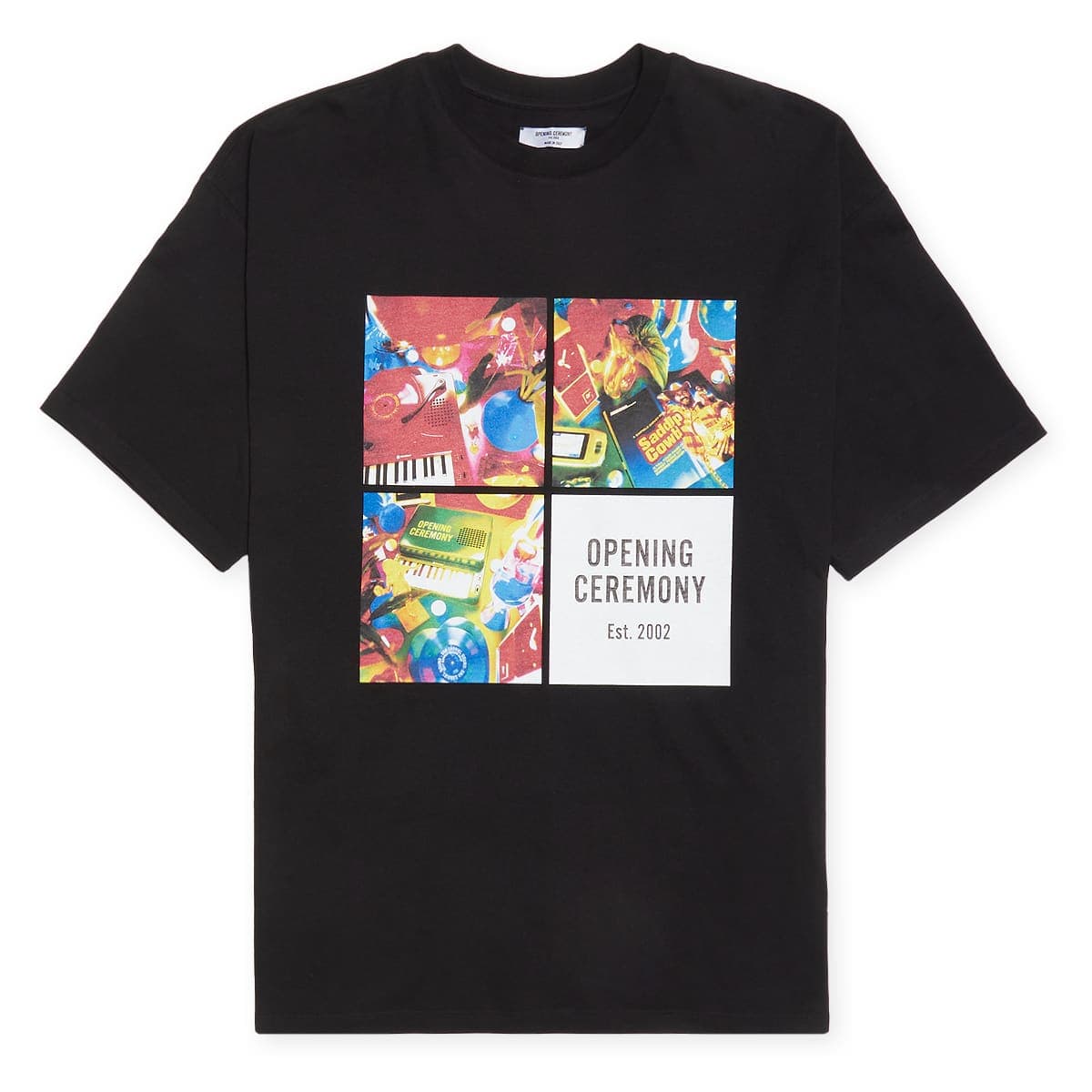 TD 4 Boxes Print Reg. T-Shirt black multicolor