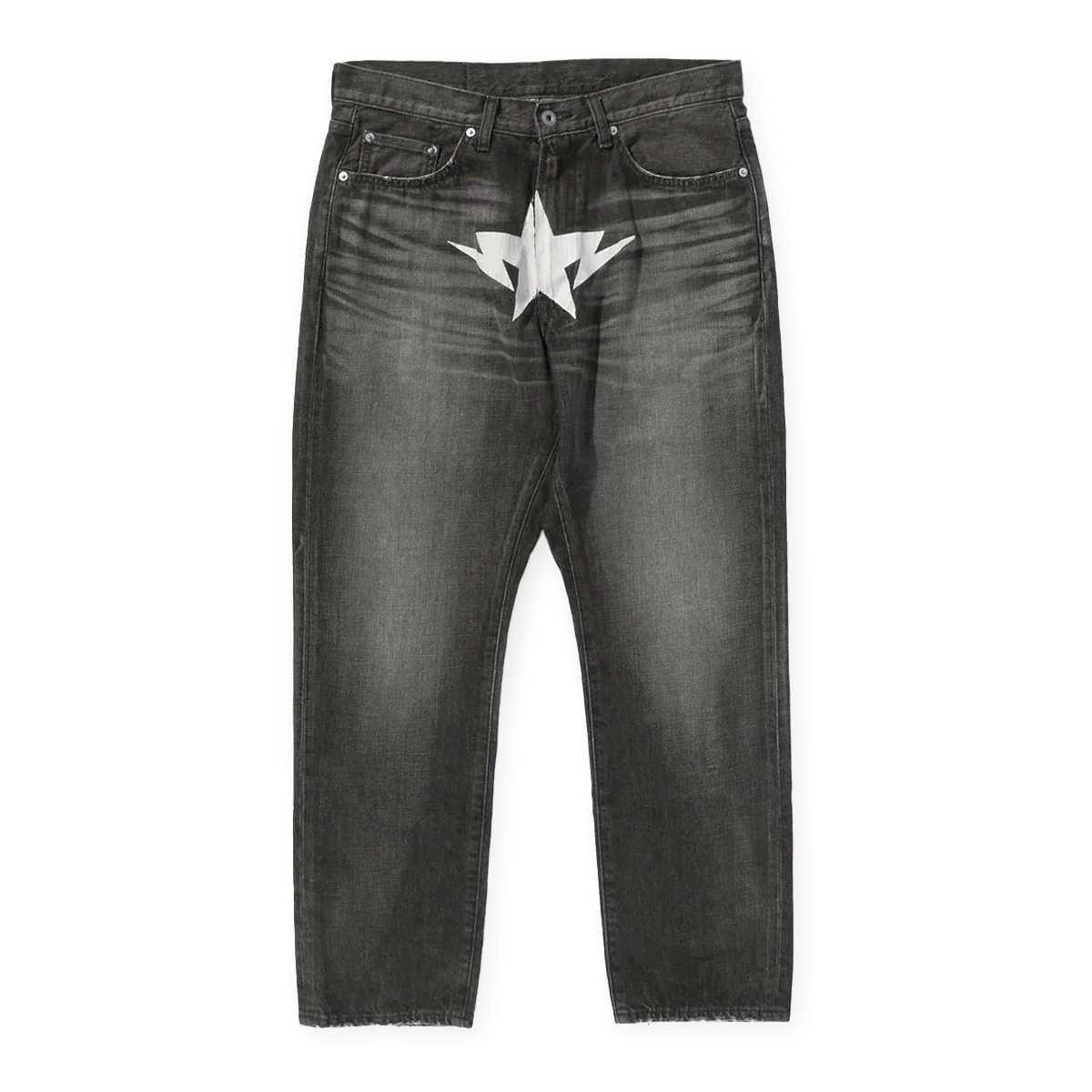 Fake Print Sta Loose Fit Denim Pants