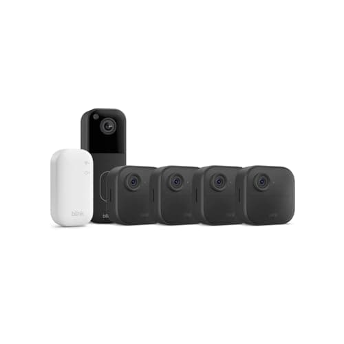 Blink Outdoor 4 Kameras mit Blink Videotürklingel (Schwarz), inkl. Sync Module Core