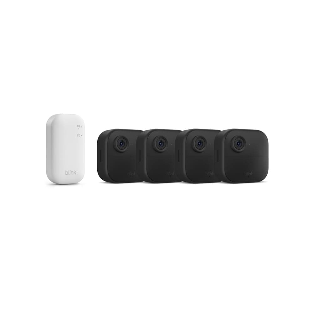 Caméra Blink Outdoor 4 : caméra de surveillance connectée HD sans fil, 2 ans d'autonomie, détection de mouvements avancée - système 4 caméras avec Sync Module Core