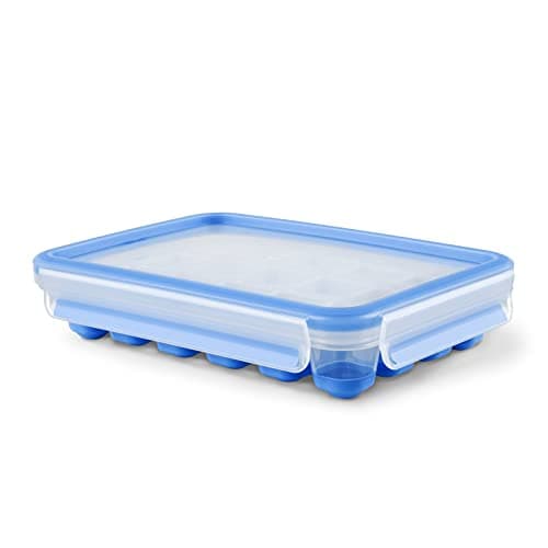 EMSA Clip & Close Frischhaltedose, Eiswürfelform, 22,6 x 16,5 x 4,9 cm, flexibler Boden, Aufbewahrungsbox, 100 Prozent dicht, spülmaschinen-, gefrier-, mikrowellenfest, Blau, Made in Germany, 514549