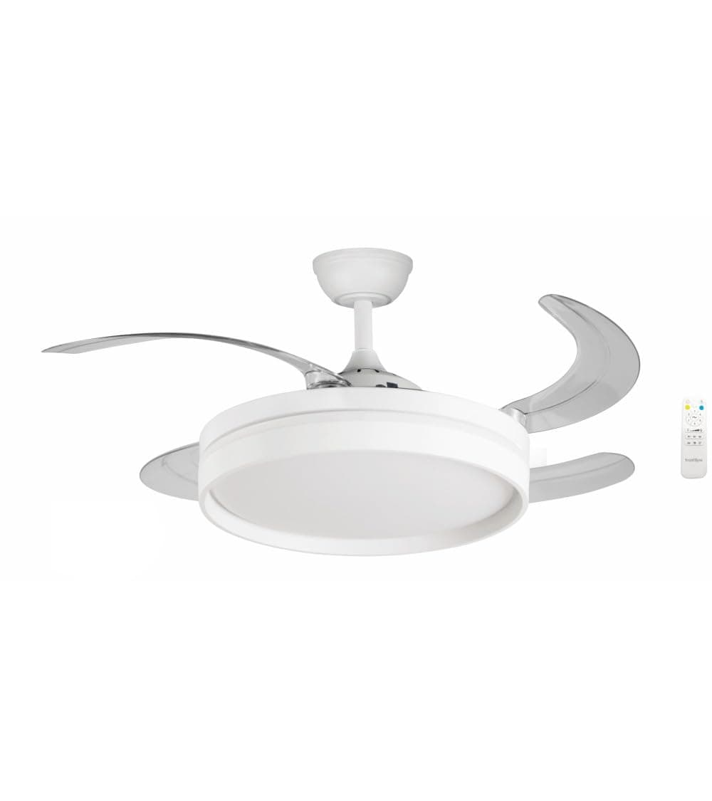 Bastilipo - Ventilador techo con palas retractiles, motor DC 40W, mando a distancia, Luz LED 3 colores 36W, modelo FALESIA