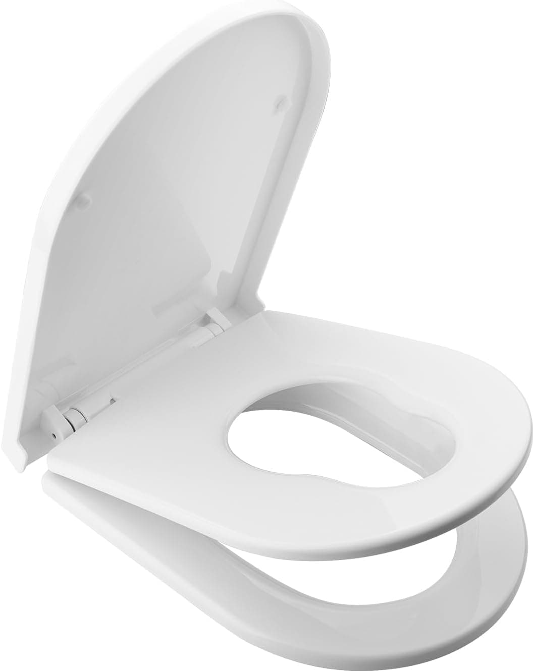 Ibergrif M41001-2 Tapa WC Universal, Asiento de Inodoro Familiar con Cierre Suave en Forma de D con Liberación Rápida, Fácil de Limpiar, Blanco