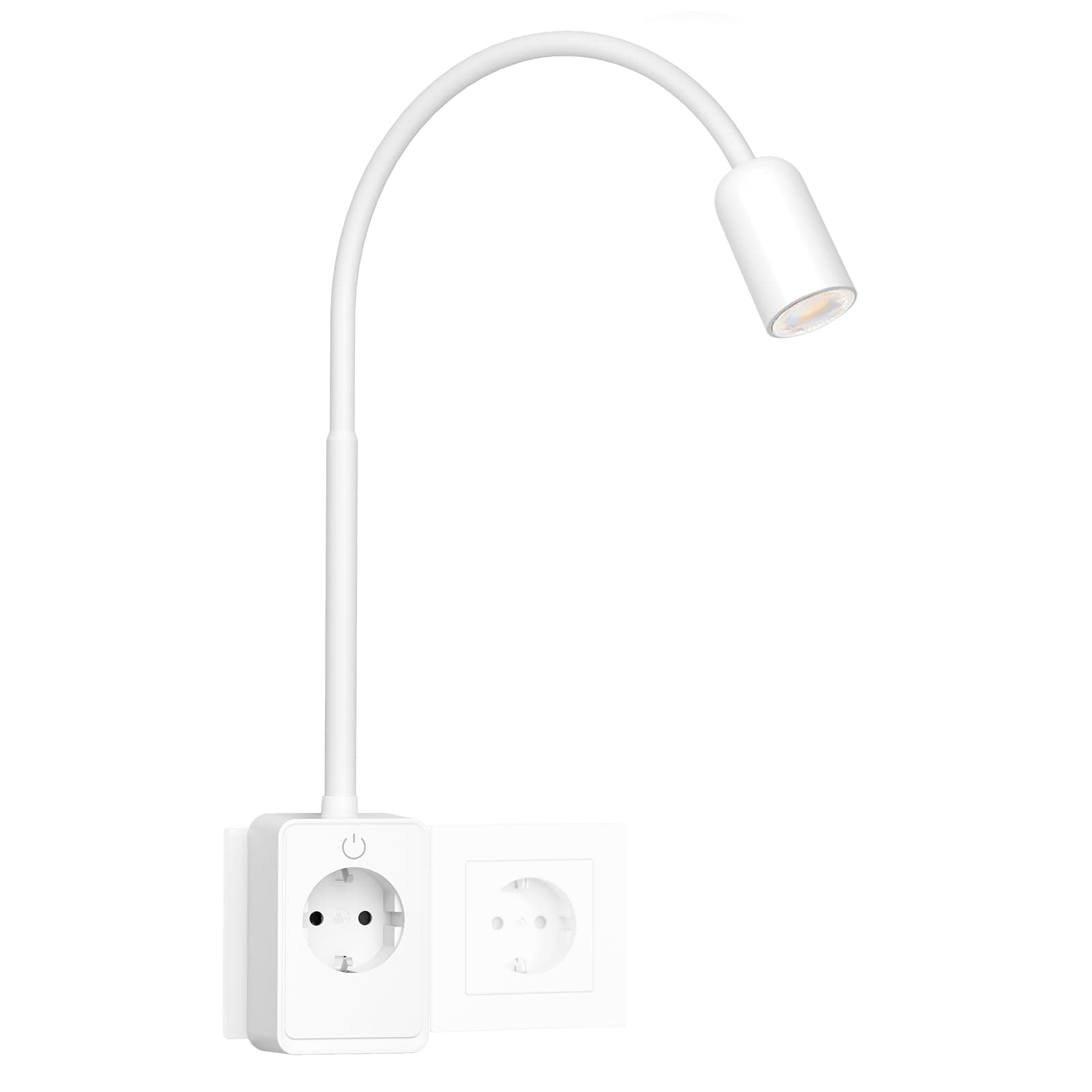 ENUOTEK Apliques para Lectura Blanca Regulable, 3W Lampara Lectura Enchufe pared Con Usb y Tipo C, Temperatura de Color Ajustable 4000K-3000K-5000K, Lámpara Lectura de Pared Con Enchufe y Clavija
