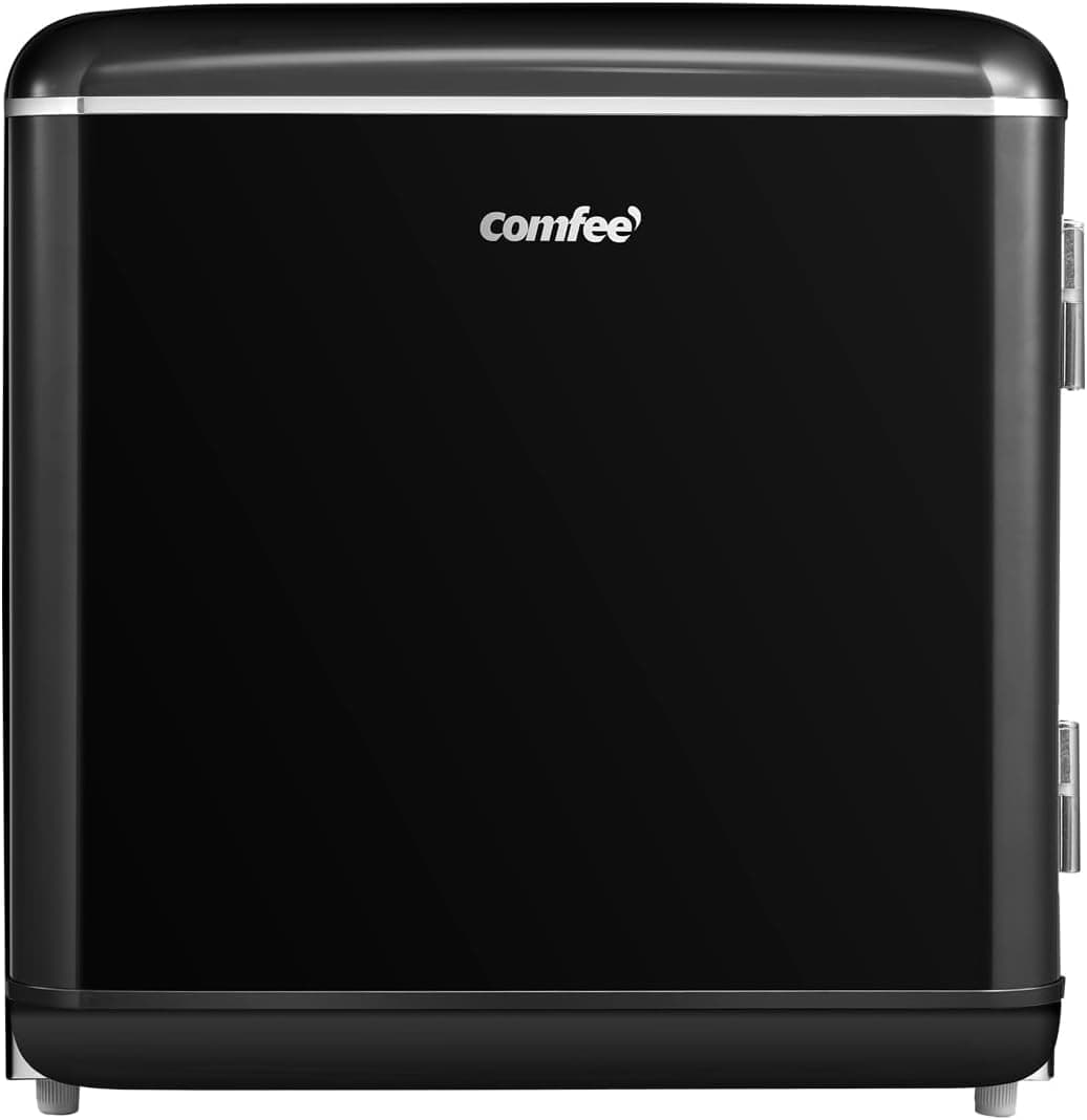COMFEE' RCD50BL2EURT(E) Frigorifero piccolo 47Litri, Design retrò, Mini frigo tavolo mono porta, Termostato regolabile, Silenzioso, Adatto a casa, ufficio e hotel, Nero