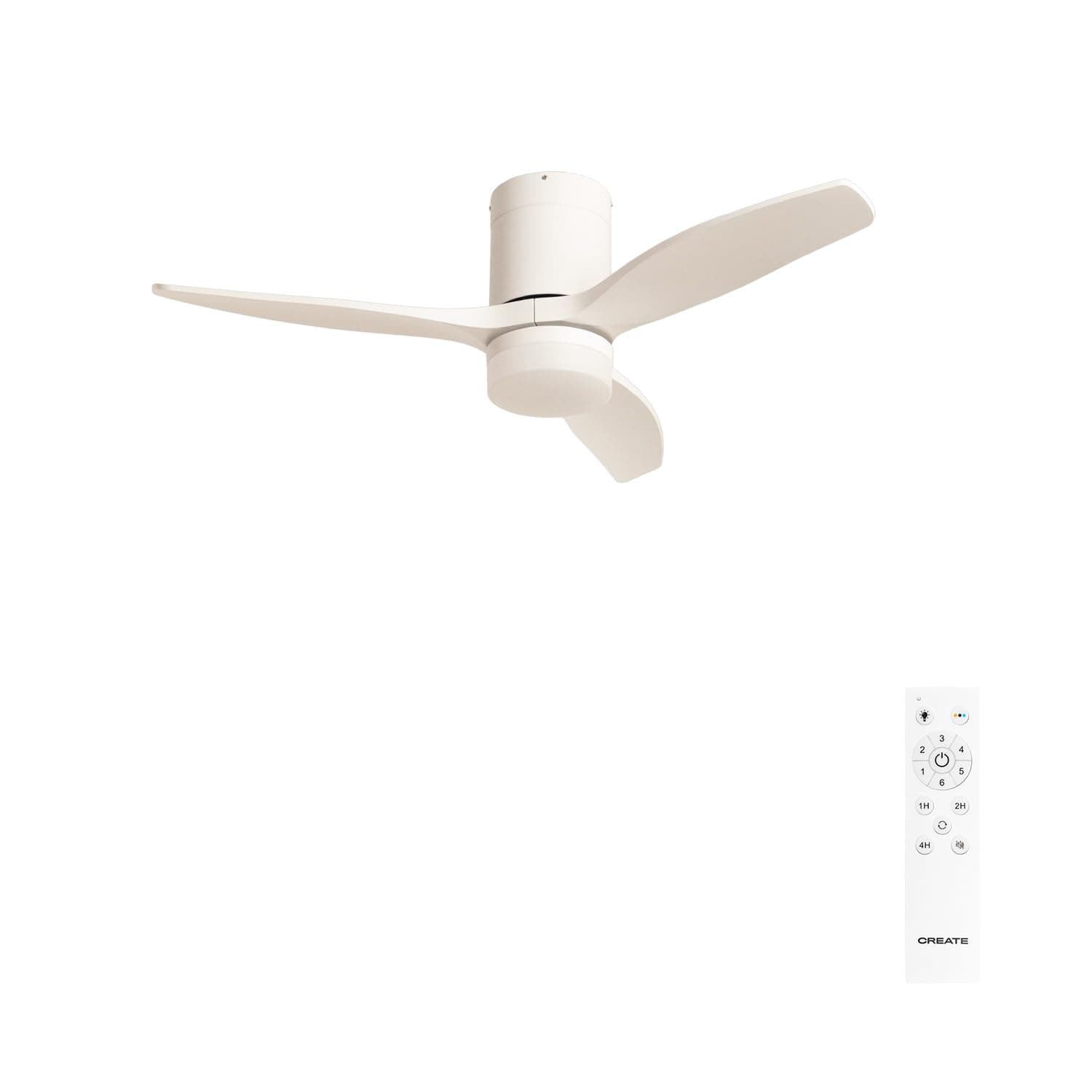 CREATE / WINDCALM S/Ventilateur plafond ABS lumière blanc + télécommande / 40W, Silencieux, Ø112 cm, 6 vitesses, 3 températures lumière, minuterie, fonction été-hiver