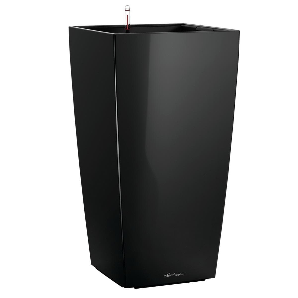 Lechuza – Pot de Fleurs d'Interieur – Premium Cubico – Réserve d'Eau Intégrée – Coloris Noir – 40 x 40 x 75 cm