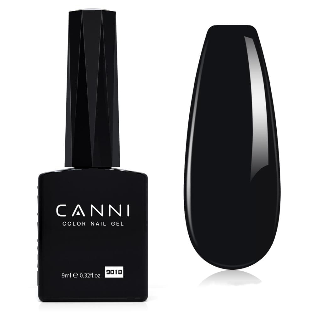 CANNI Vernis à Ongles UV Gel Semi Permanent 9ml | Noir Black Longue tenue Soak Off Gel Nail Polish DIY Manucure Nail Art Naturel French
