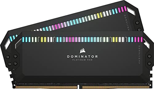 CORSAIR DOMINATOR PLATINUM RGB DDR5 RAM 32GB (2x16GB) 7200MHz C34-44-44-96 1.45V Intel Optimised Computer Memory (iCUE Compatible, Fast Processing, Patented DHX Cooling, Intel® XMP 3.0 Profiles) Black
