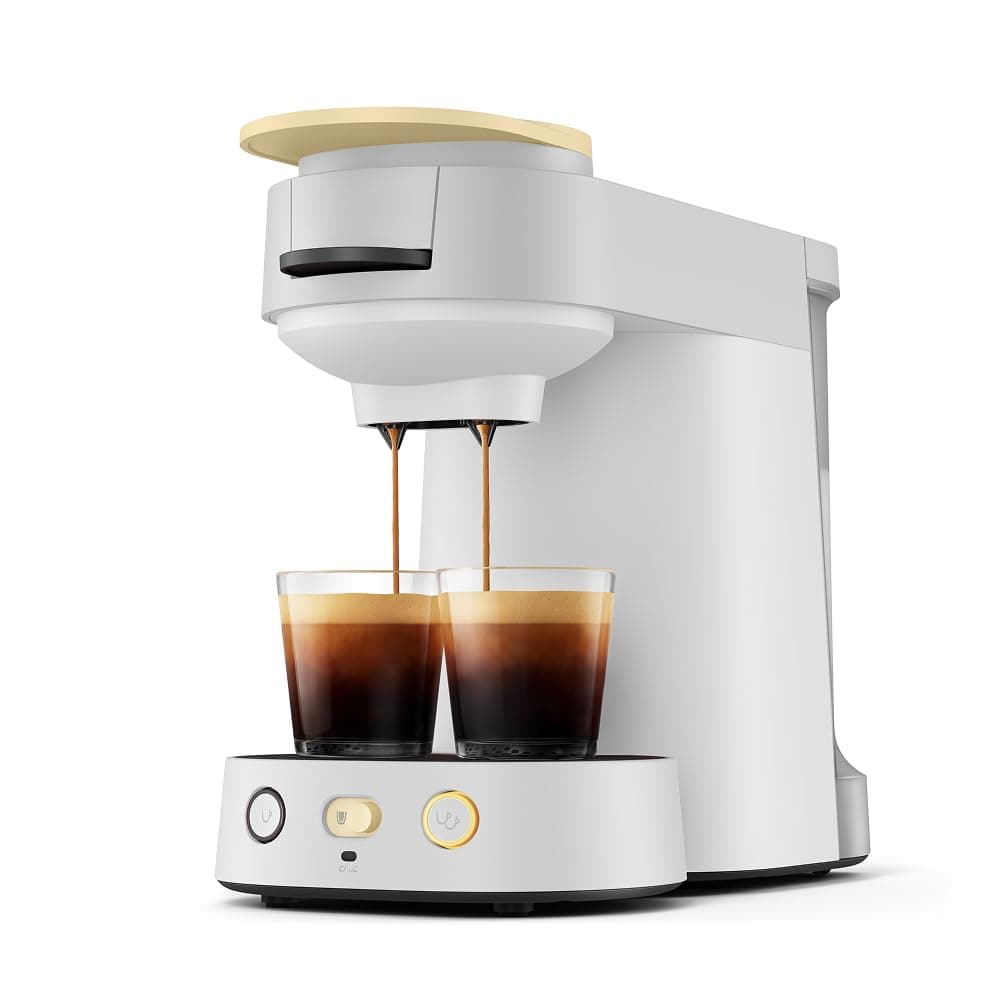 PHILIPS SENSEO Vibe Machine à café à dosettes, Format Compact, Blanc | Prépare 1 ou 2 cafés en moins d'une minute, café court ou long via Intensity Select, Technologie Crema Plus (CSA225/50)