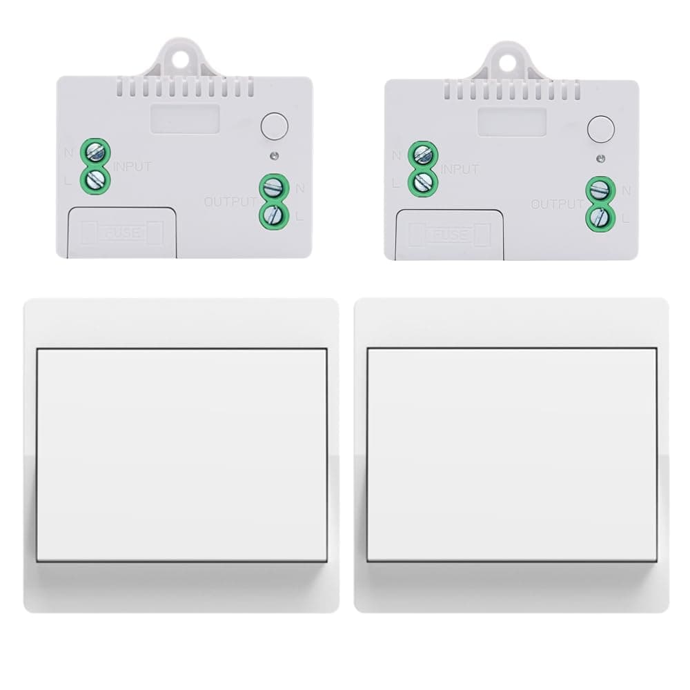 Cerhot EU interrupteur sans fil sans piles kit interupteur sans fil autoalimente va et vient sans fil sans pile radio interrupteur a distance eclairage domestique (EU 1Gang 2V2 A)